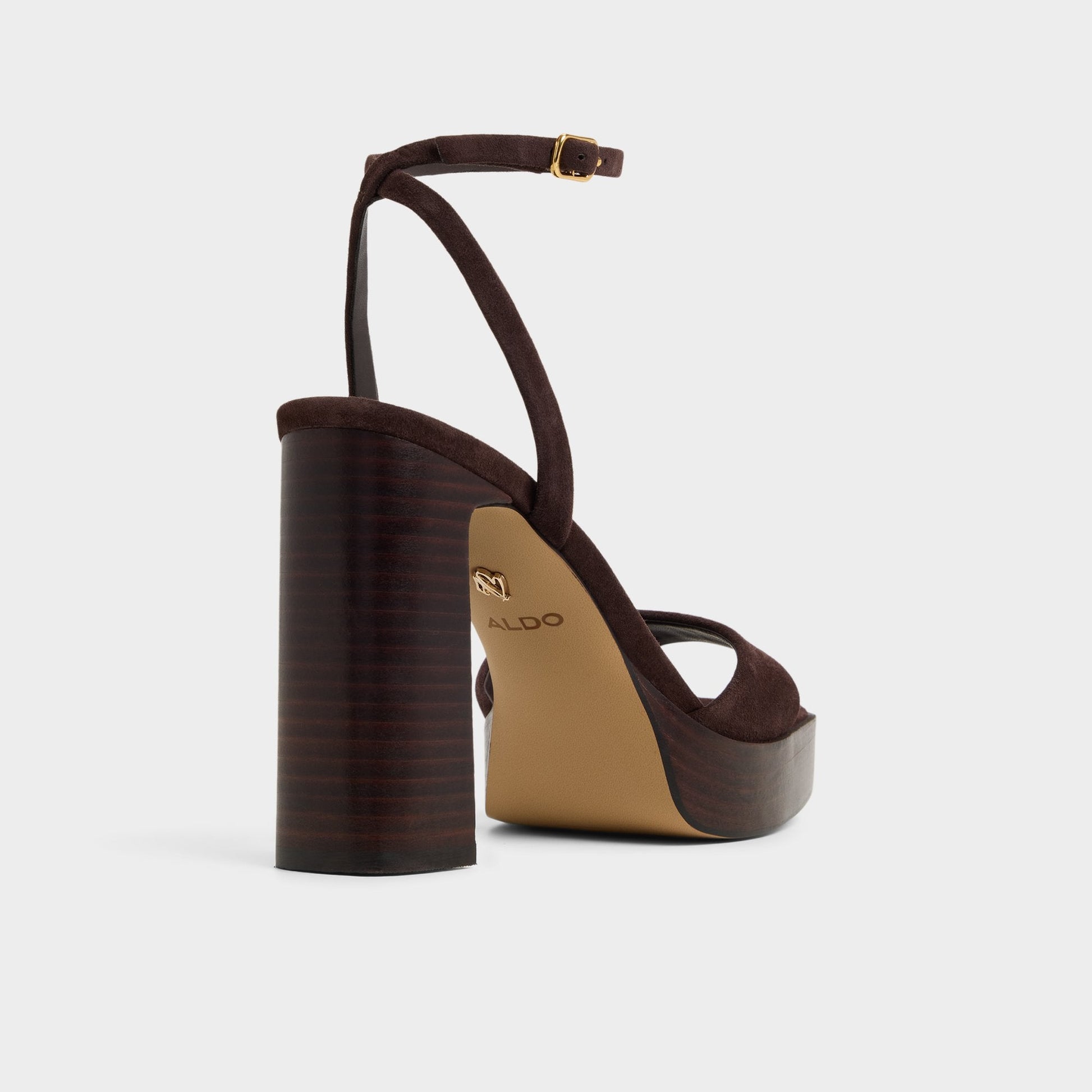 Lothon Dark Brown Women's Platform sandals - Strappy heeled sandal, Platform - Dark brown
