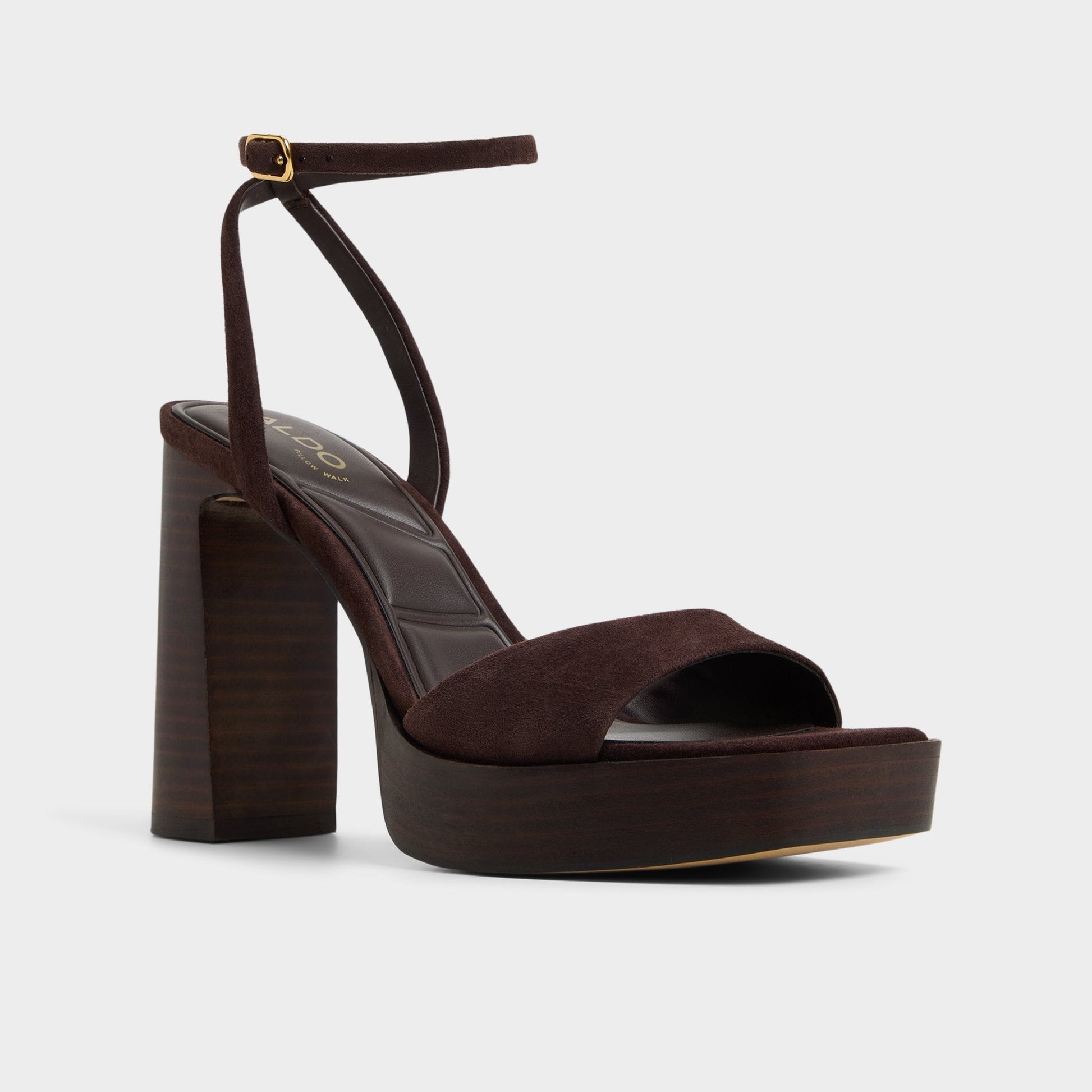 Lothon Dark Brown Women's Platform sandals - Strappy heeled sandal, Platform - Dark brown