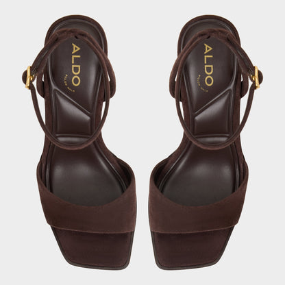 Lothon Dark Brown Women's Platform sandals - Strappy heeled sandal, Platform - Dark brown