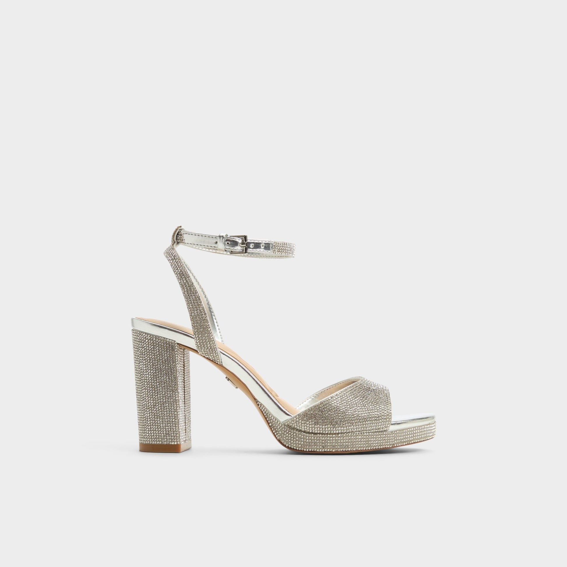 Alluring Silver Women's Iridescent metallics - Strappy heeled sandal, Platform - Silver