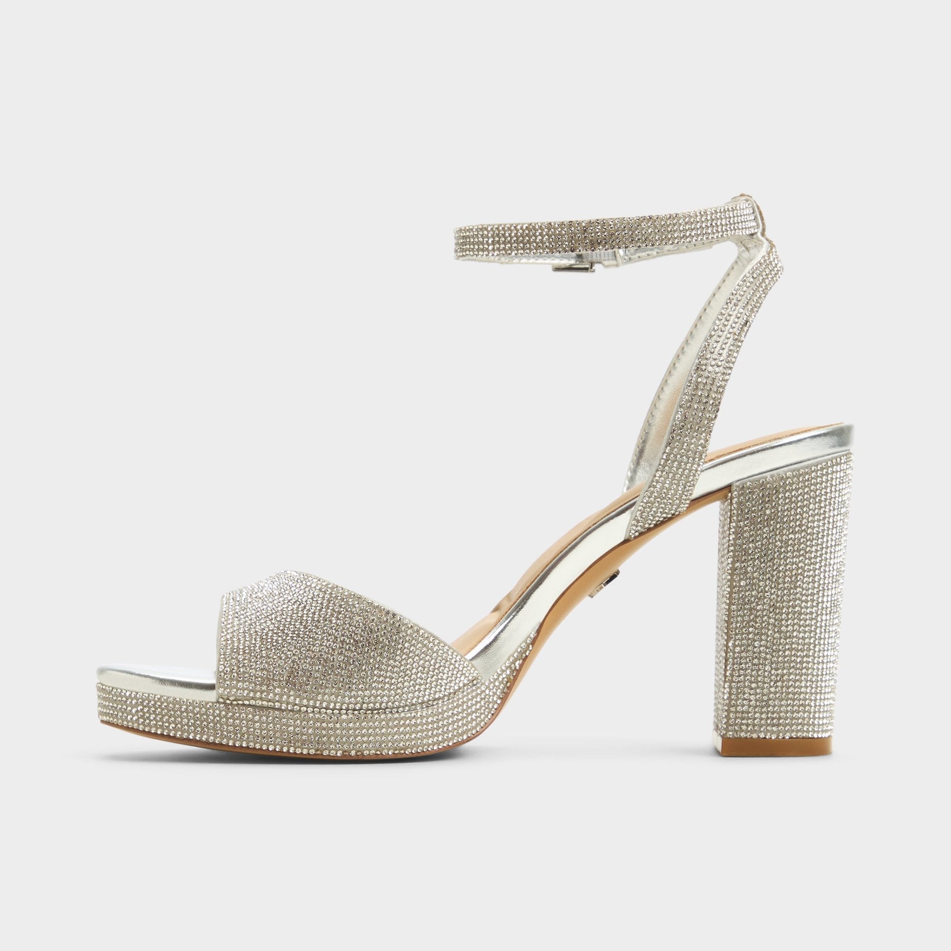 Alluring Silver Women's Iridescent metallics - Strappy heeled sandal, Platform - Silver
