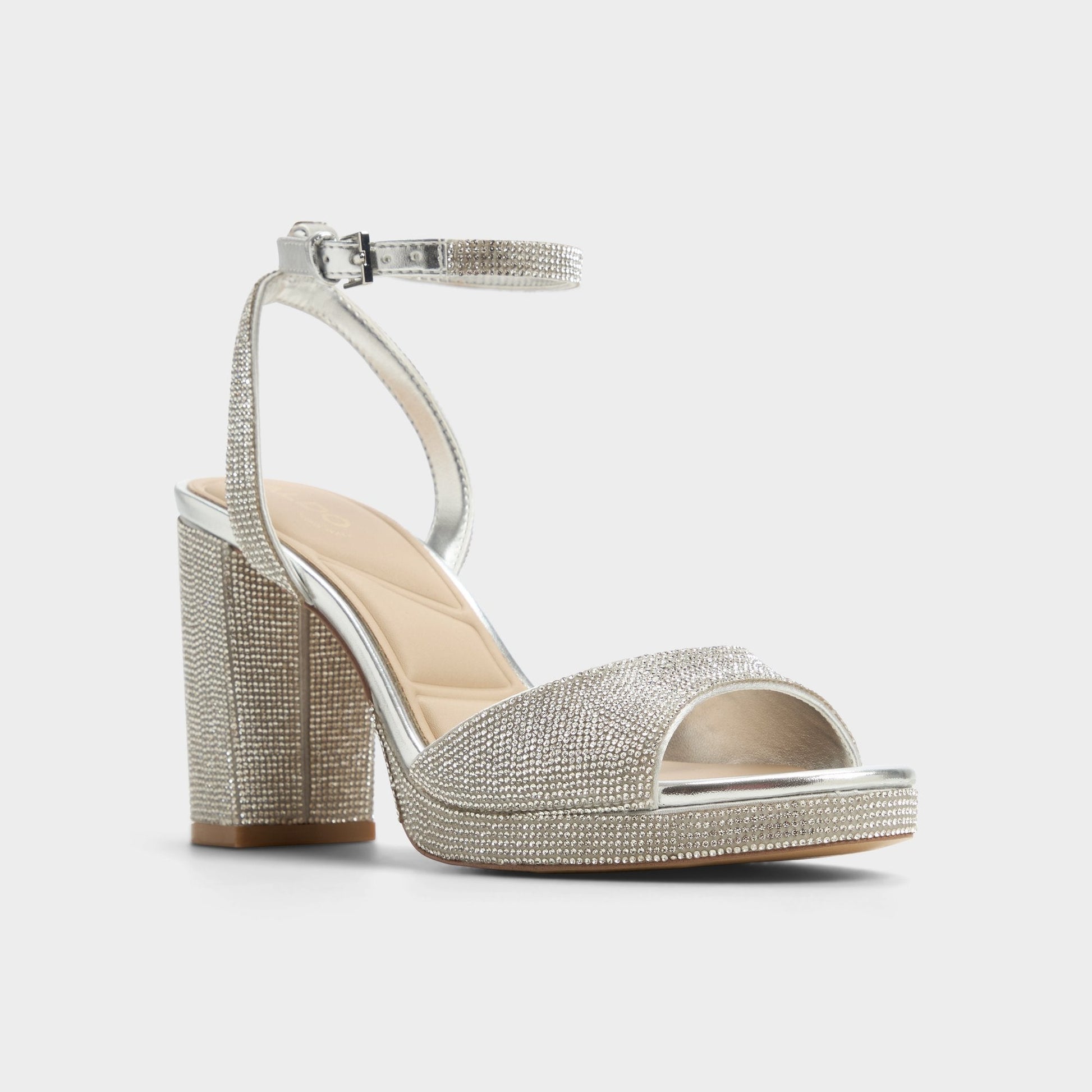 Alluring Silver Women's Iridescent metallics - Strappy heeled sandal, Platform - Silver