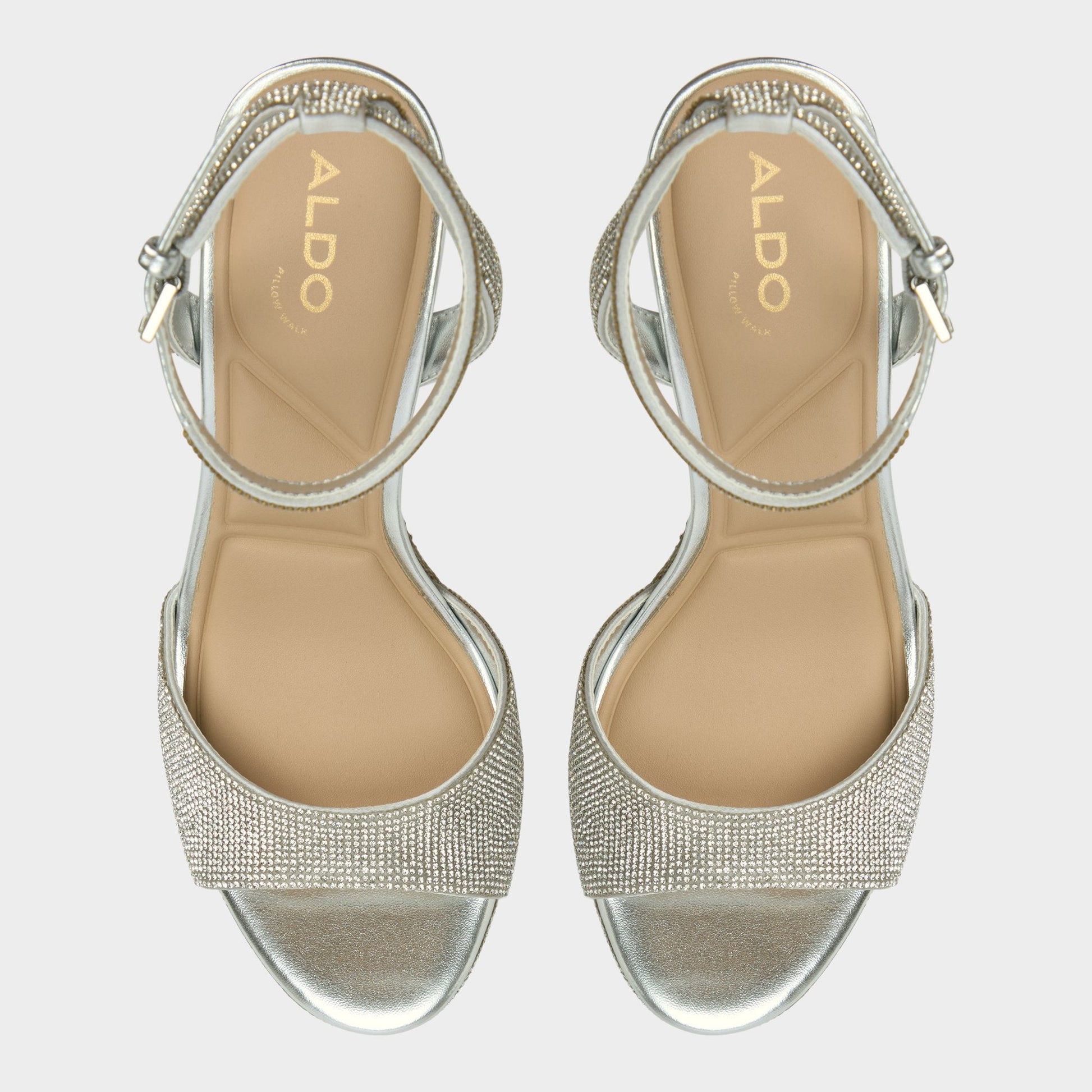 Alluring Silver Women's Iridescent metallics - Strappy heeled sandal, Platform - Silver