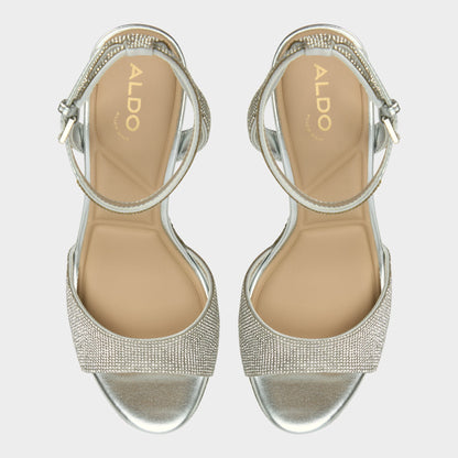 Alluring Silver Women's Iridescent metallics - Strappy heeled sandal, Platform - Silver