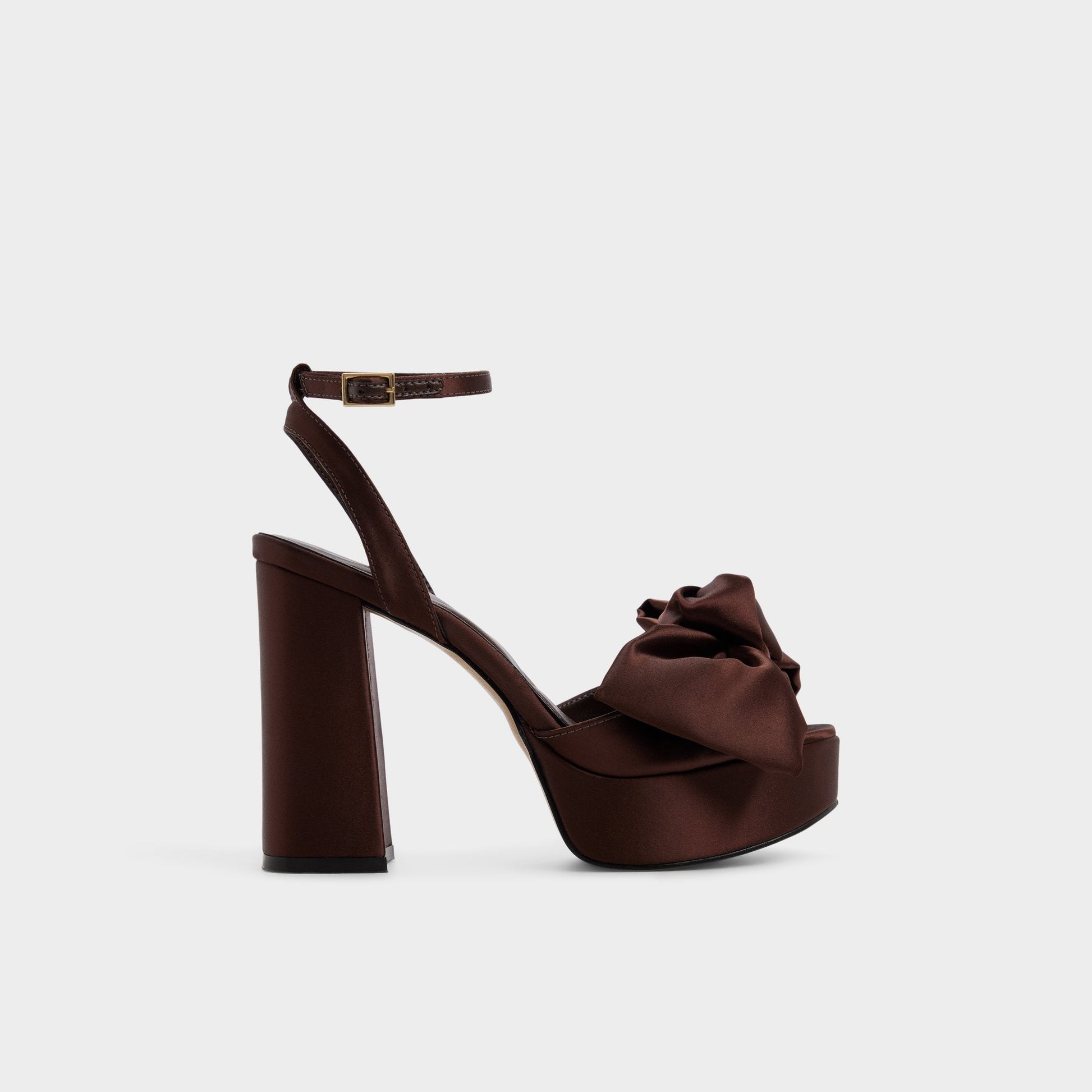Luscious in Dark Brown - Strappy heeled sandal, Platform - Dark brown