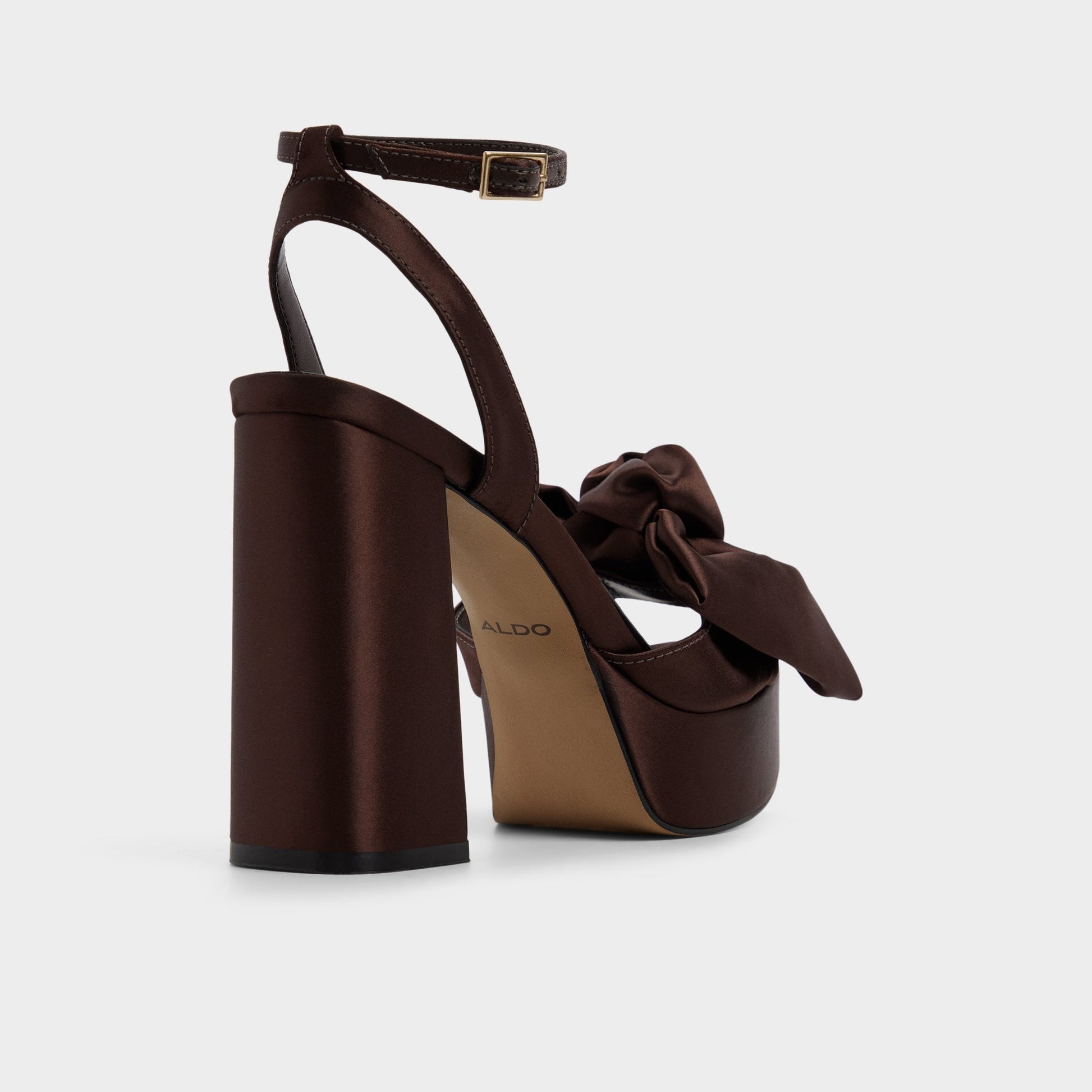 Luscious in Dark Brown - Strappy heeled sandal, Platform - Dark brown