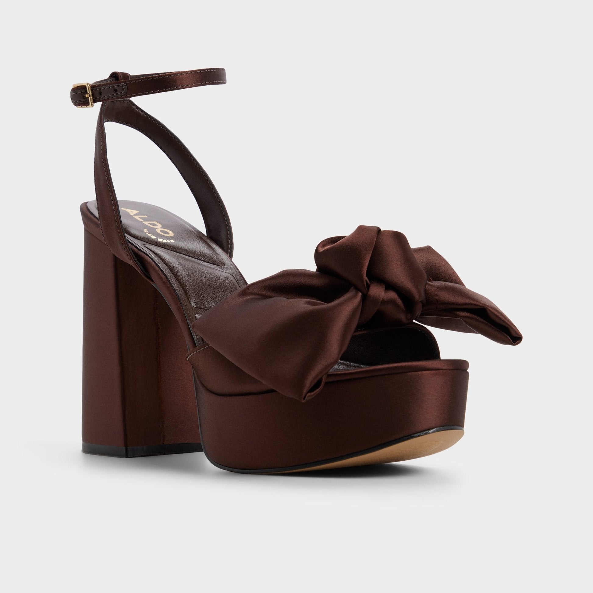 Luscious in Dark Brown - Strappy heeled sandal, Platform - Dark brown