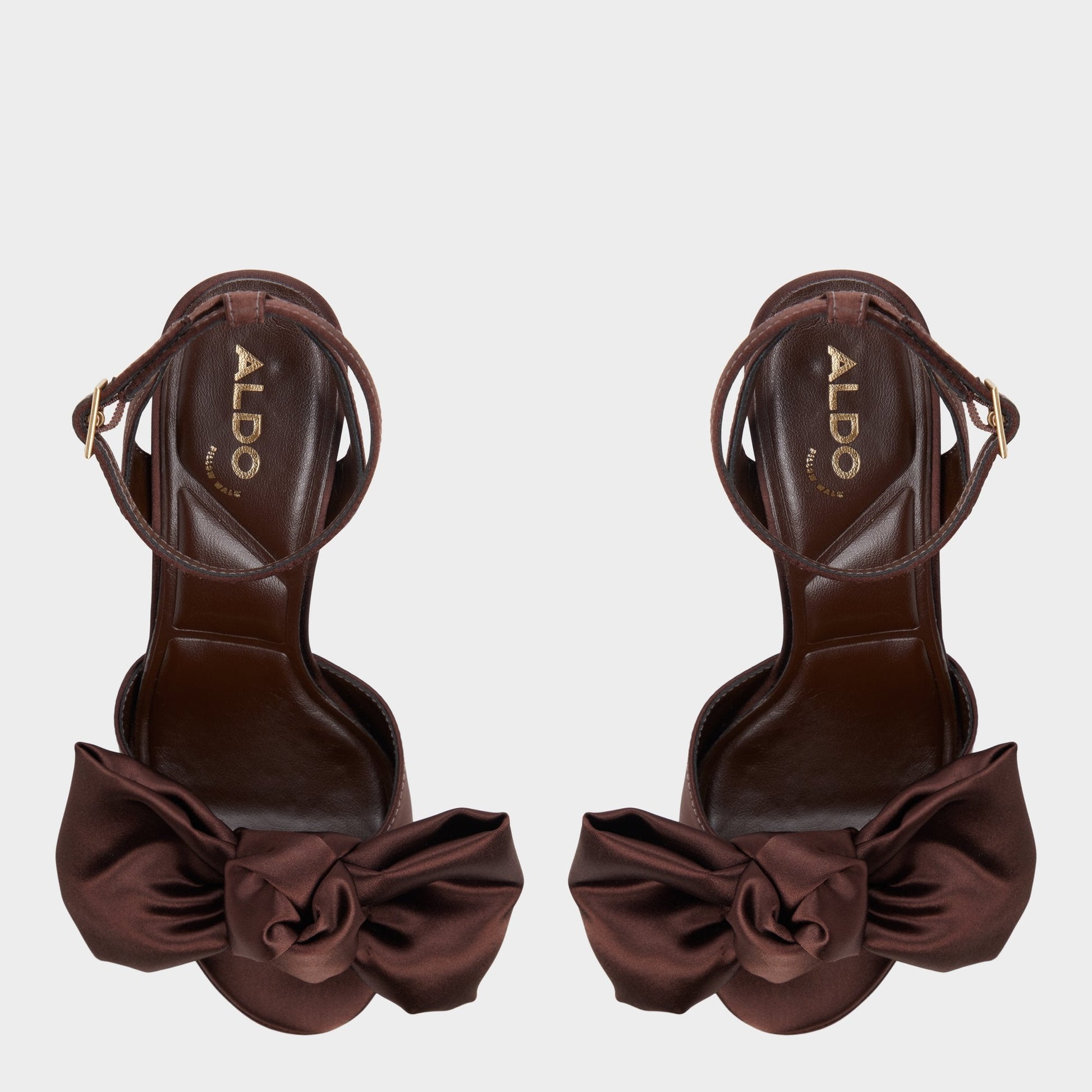 Luscious in Dark Brown - Strappy heeled sandal, Platform - Dark brown