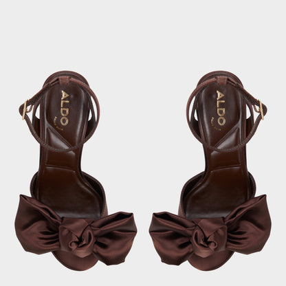 Luscious in Dark Brown - Strappy heeled sandal, Platform - Dark brown