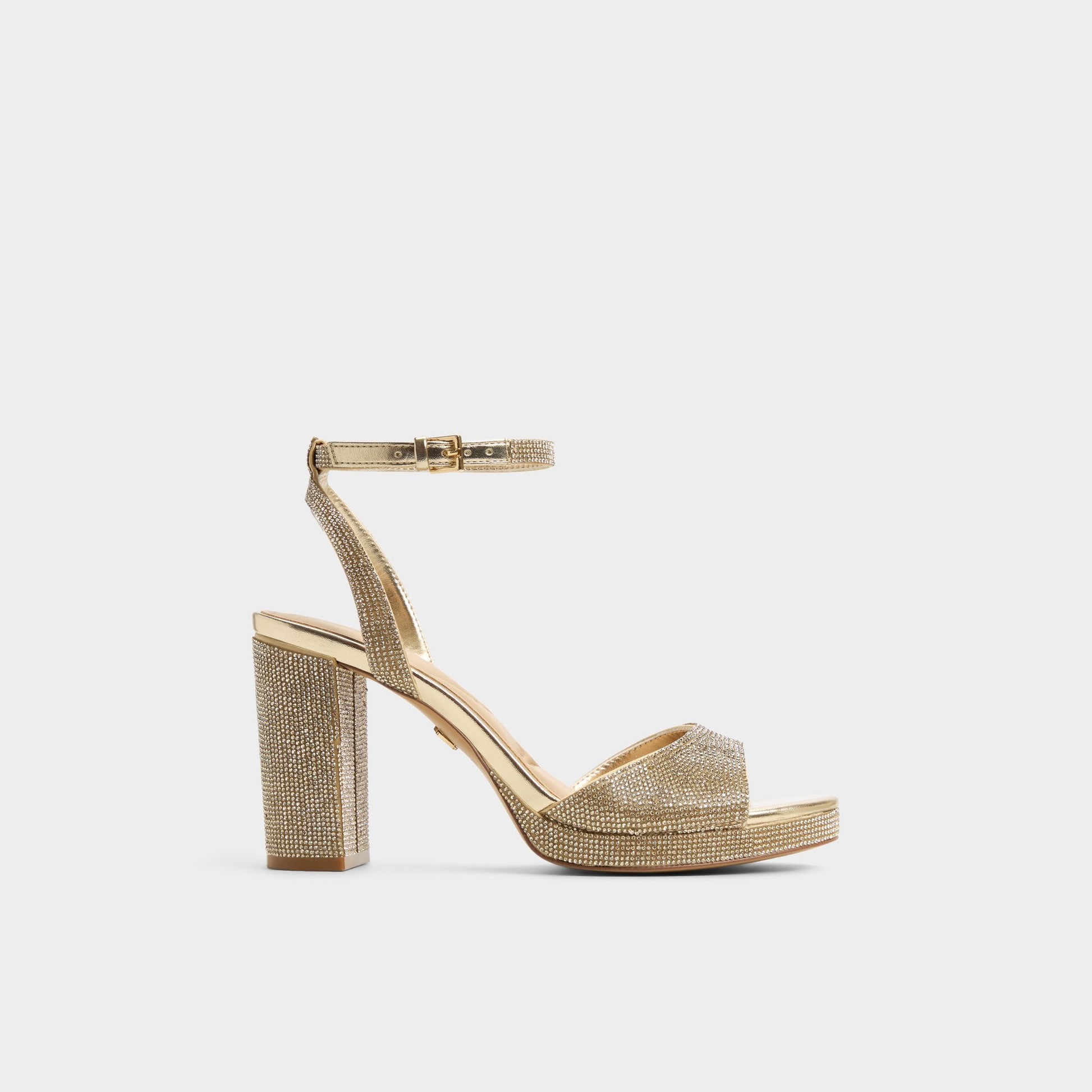 Alluring Champagne Women's Strappy sandals - Strappy heeled sandal, Platform - Champagne