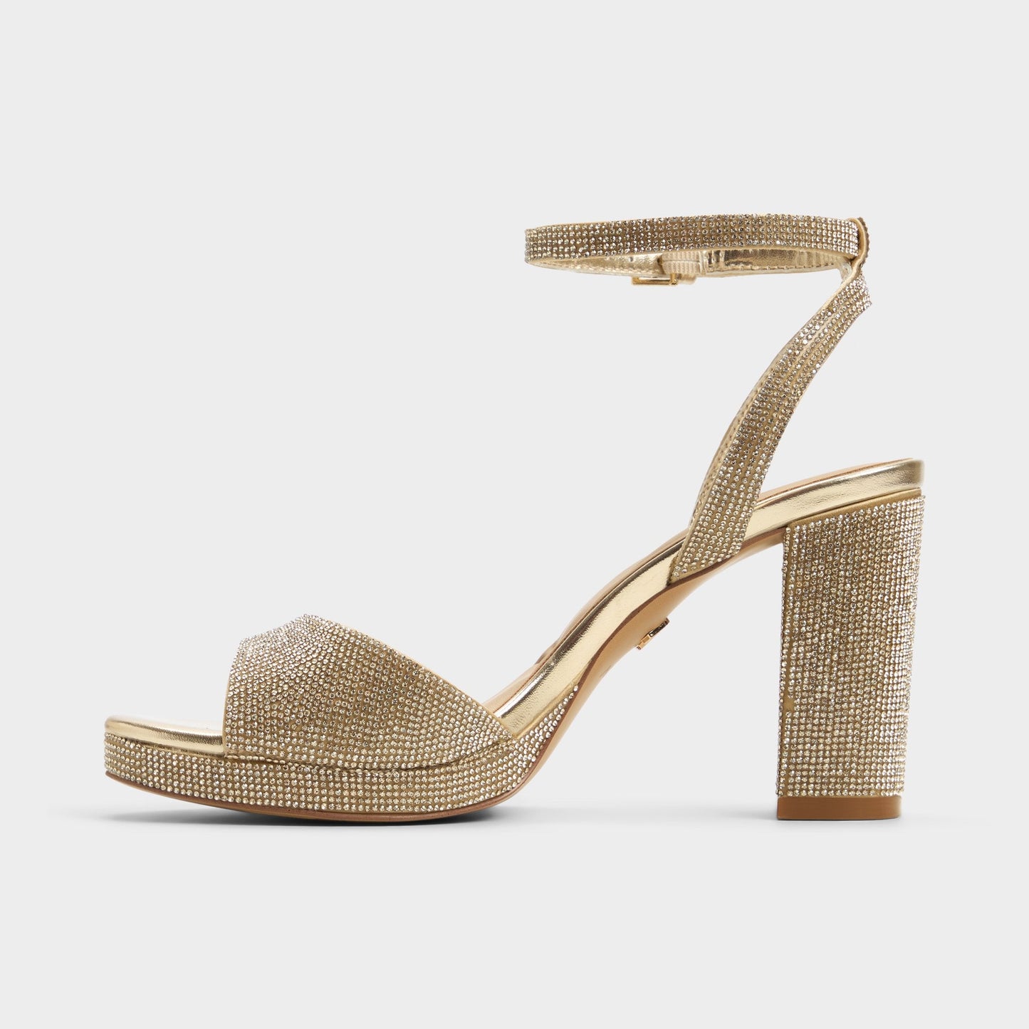 Alluring Champagne Women's Strappy sandals - Strappy heeled sandal, Platform - Champagne
