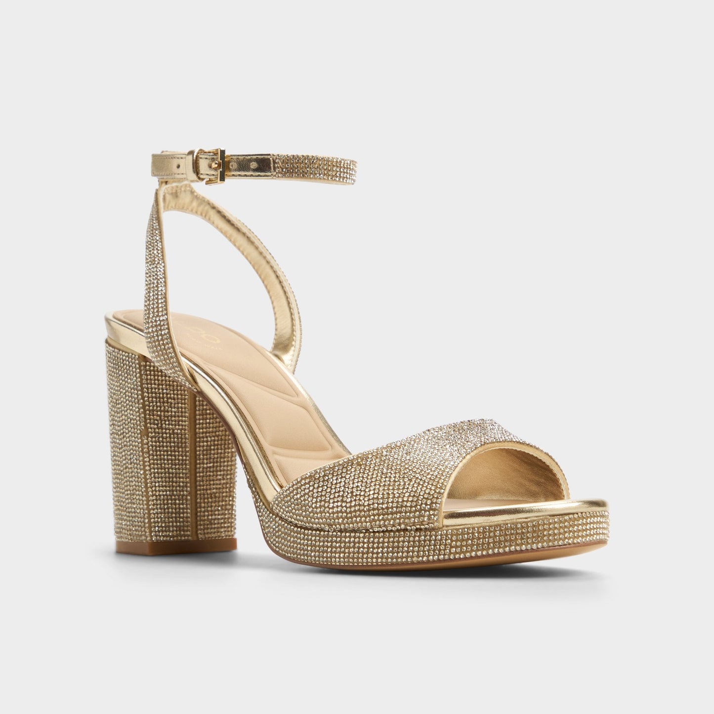 Alluring Champagne Women's Strappy sandals - Strappy heeled sandal, Platform - Champagne