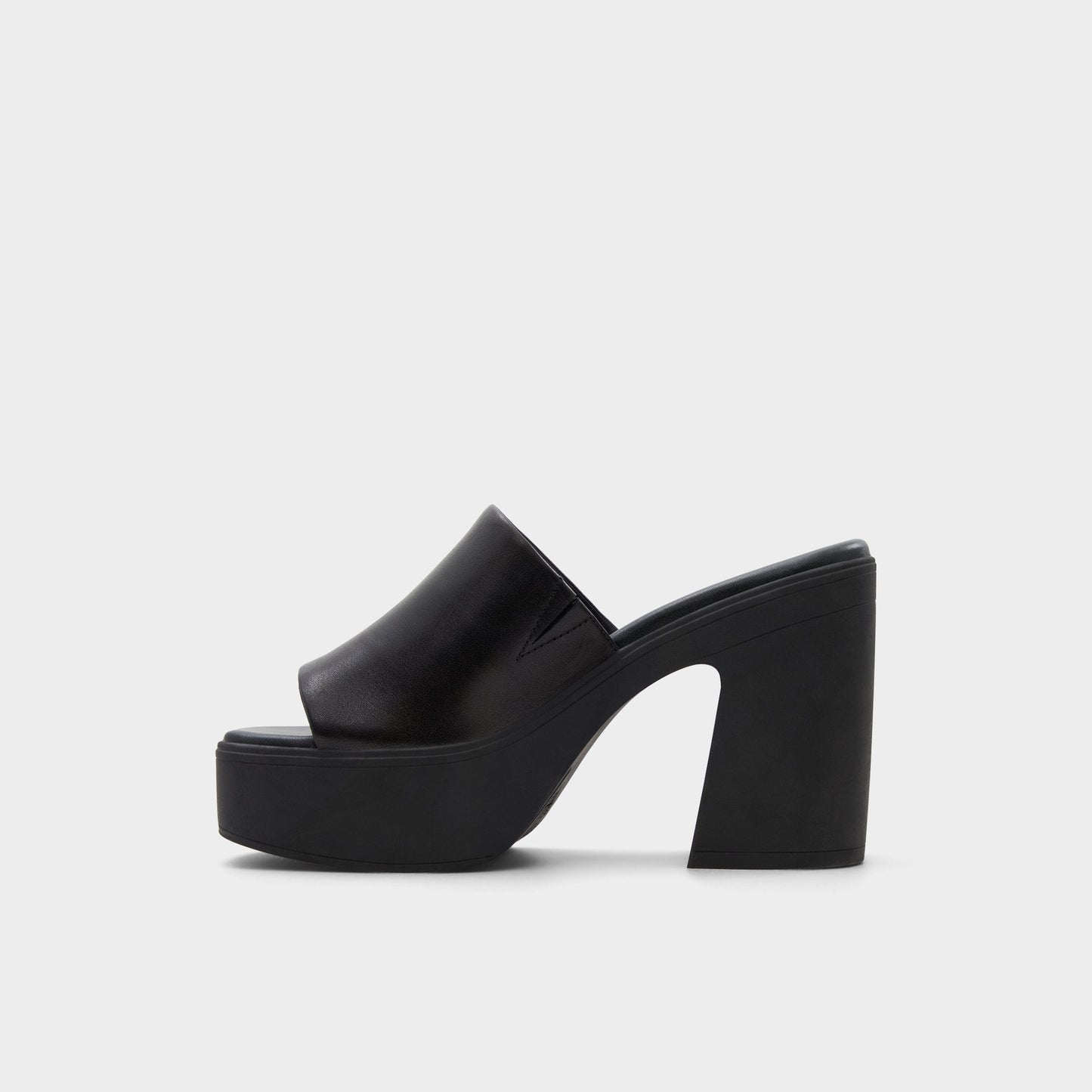 Maysee Other Black Leather Smooth Women's Mule slides - Heeled mule, Platform - Other black