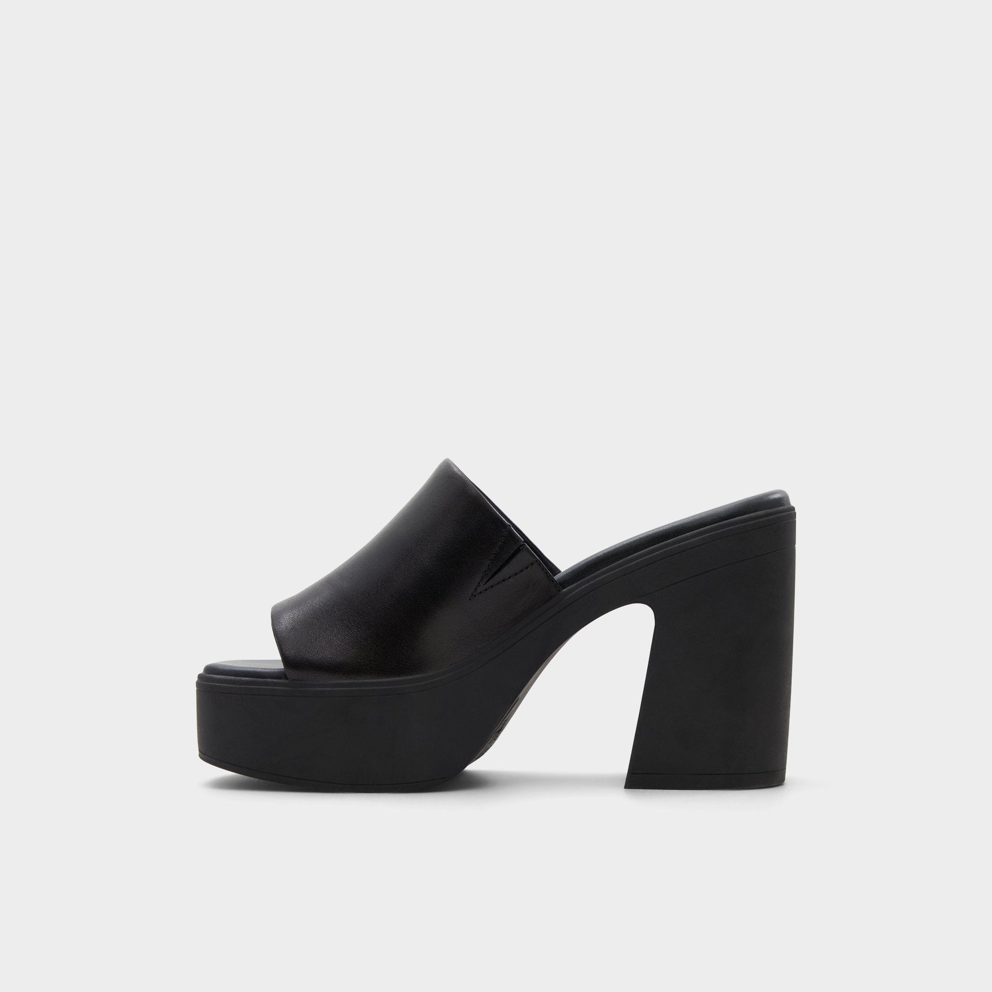 Maysee Other Black Leather Smooth Women's Mule slides - Heeled mule, Platform - Other black