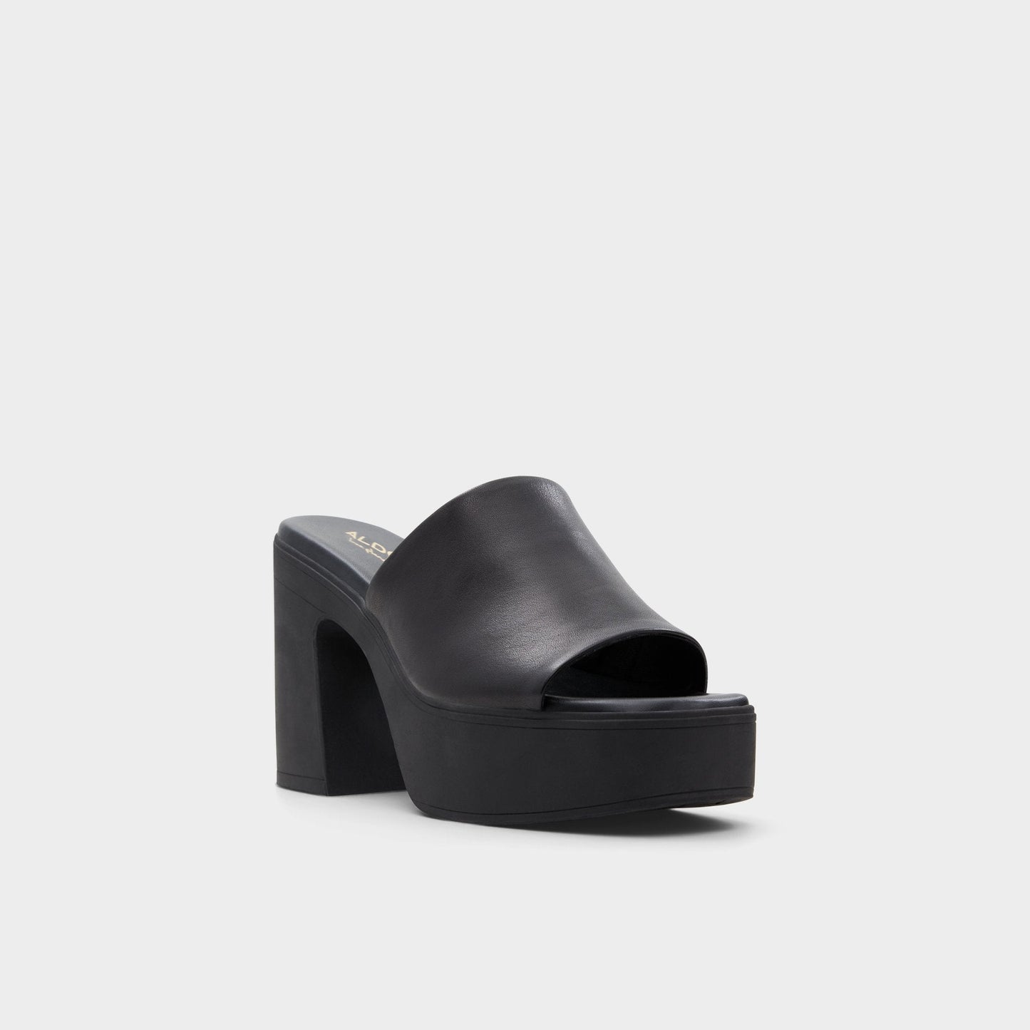 Maysee Other Black Leather Smooth Women's Mule slides - Heeled mule, Platform - Other black