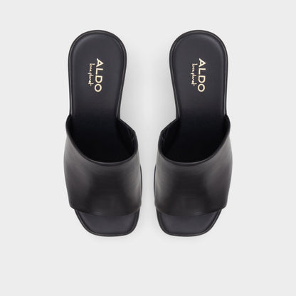 Maysee Other Black Leather Smooth Women's Mule slides - Heeled mule, Platform - Other black