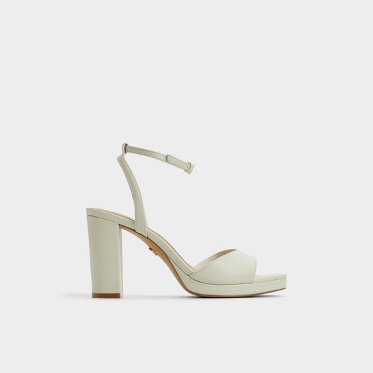 Gracious White/Bone Women's Block heels - Strappy heeled sandal, Block heel - White/Bone