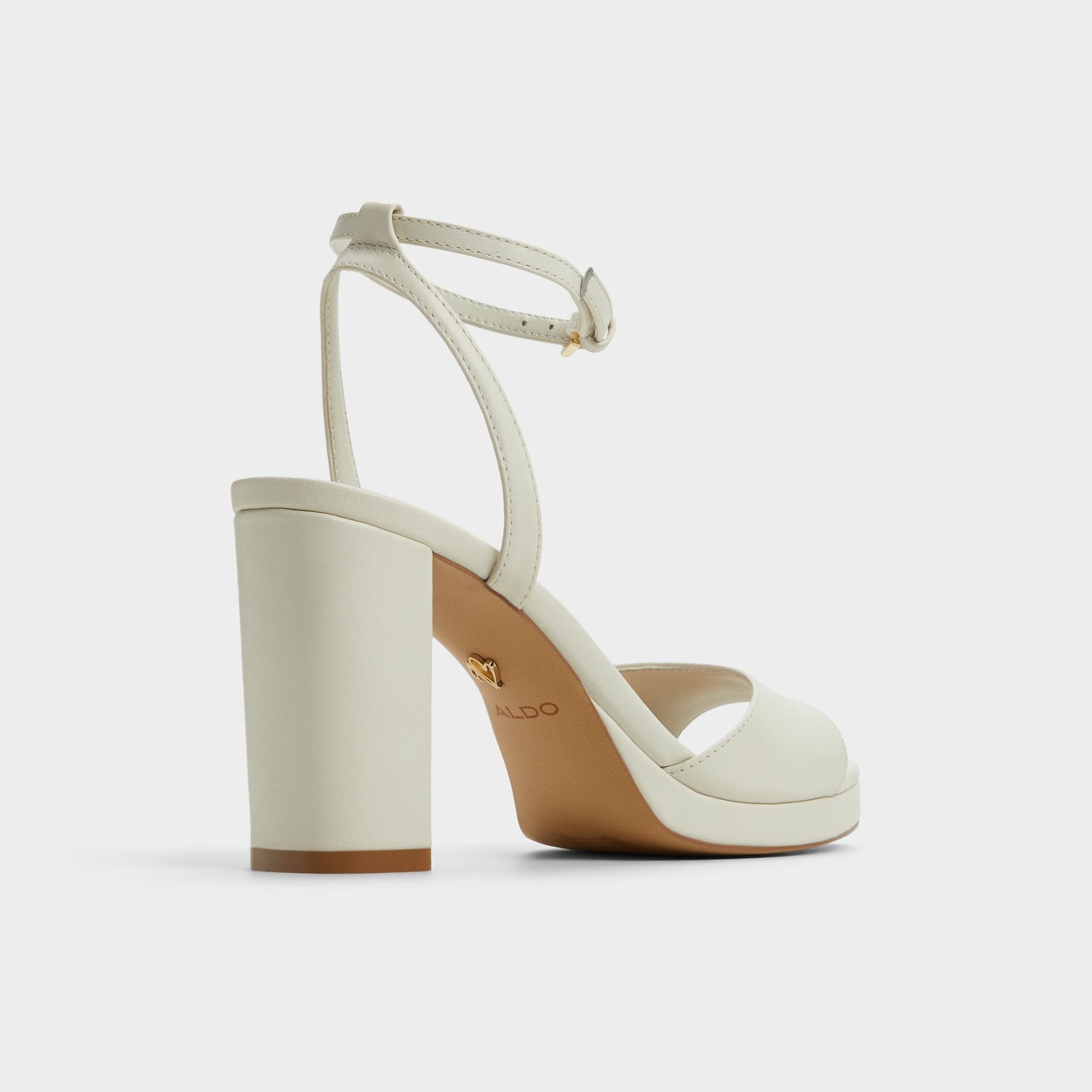 Gracious White/Bone Women's Block heels - Strappy heeled sandal, Block heel - White/Bone