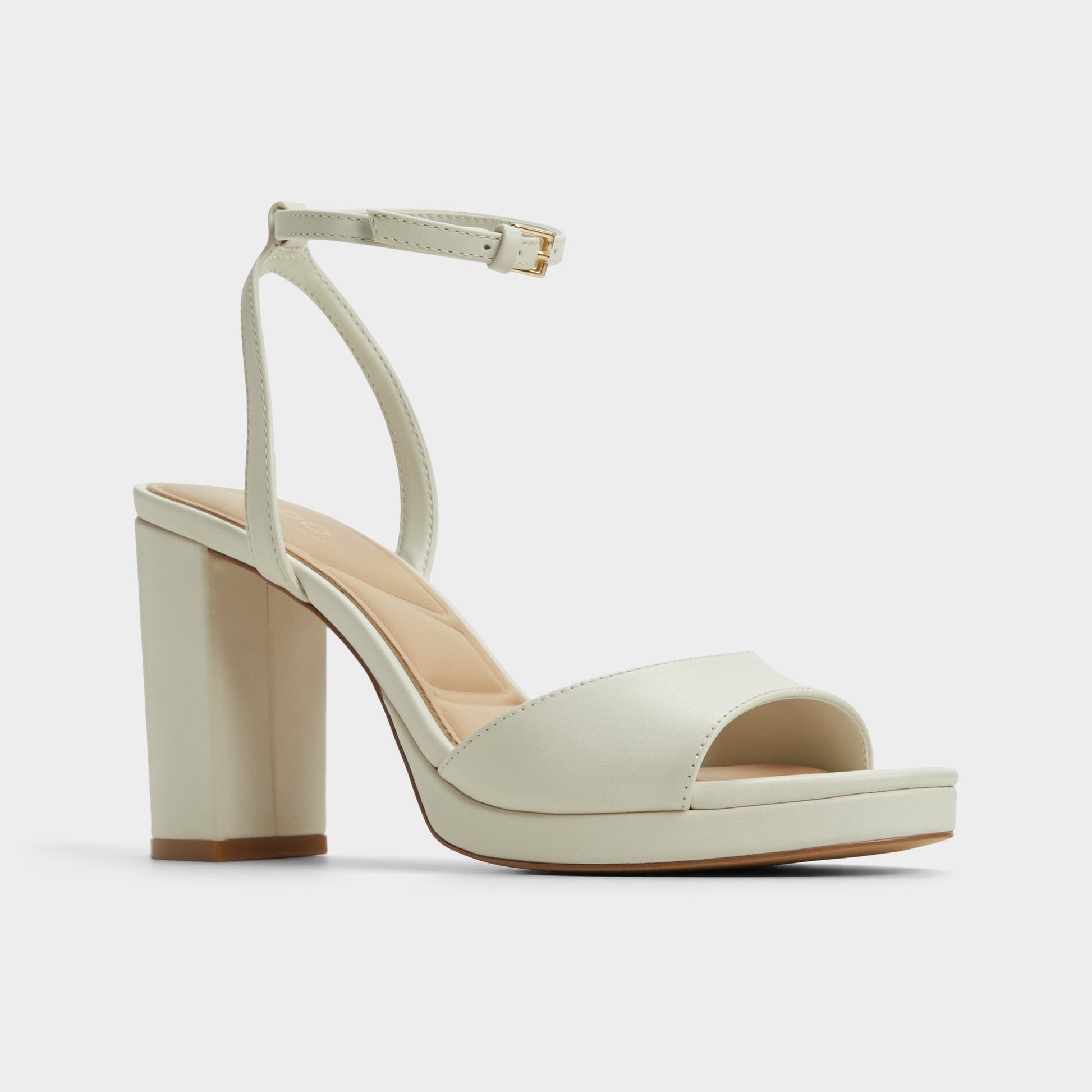 Gracious White/Bone Women's Block heels - Strappy heeled sandal, Block heel - White/Bone