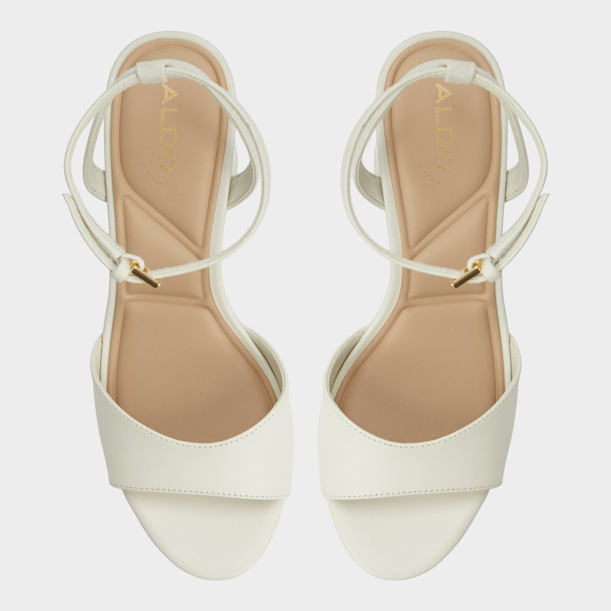 Gracious White/Bone Women's Block heels - Strappy heeled sandal, Block heel - White/Bone
