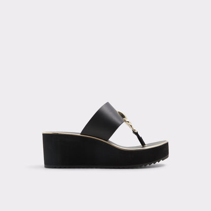 Penelopy Black Women's Wedges - Wedge sandal, Wedge heel - Black