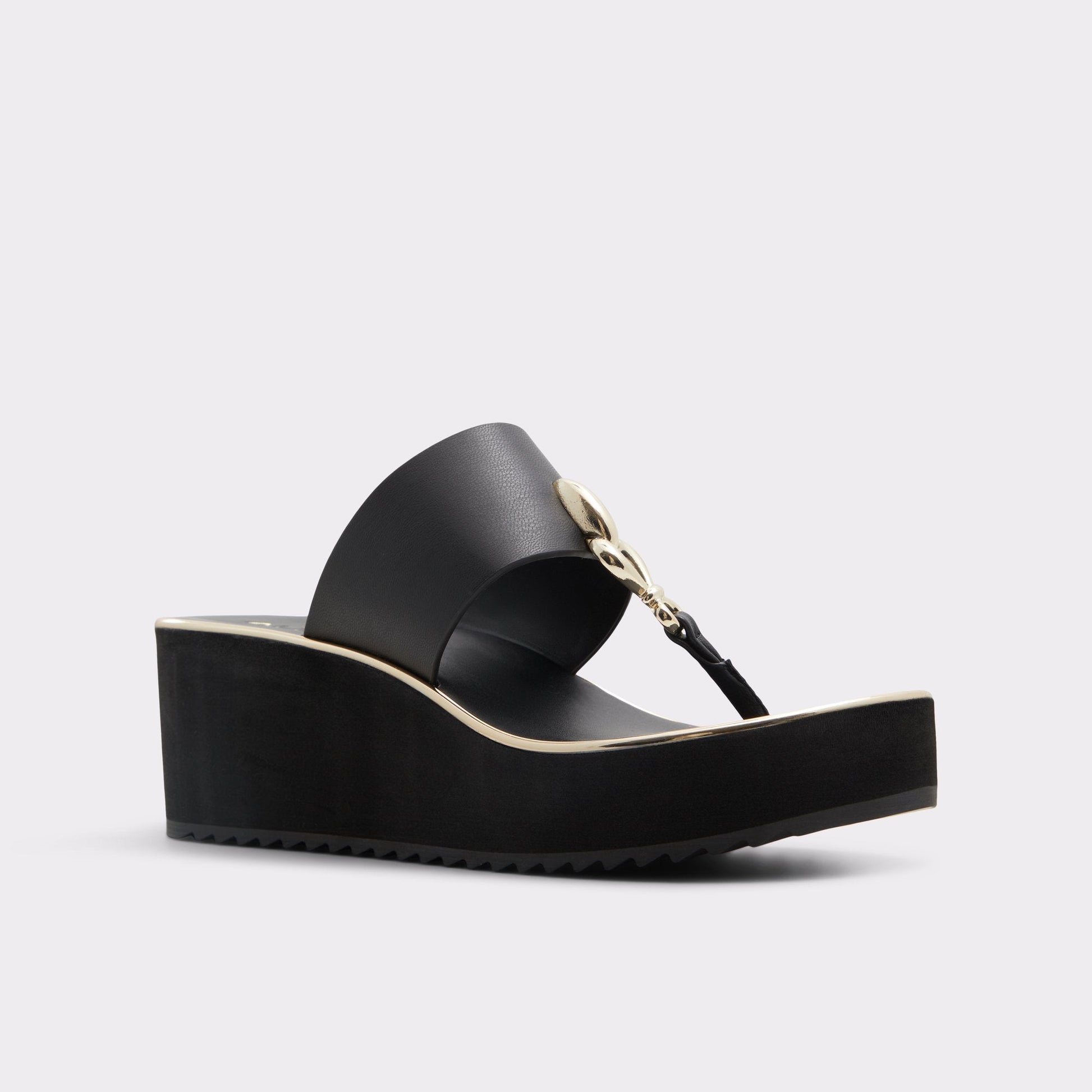 Penelopy Black Women's Wedges - Wedge sandal, Wedge heel - Black