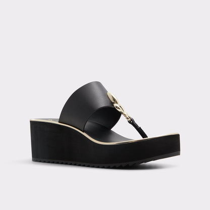 Penelopy Black Women's Wedges - Wedge sandal, Wedge heel - Black