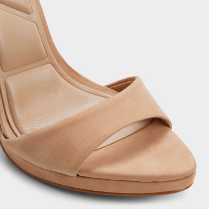 Ivette in Medium Beige - Strappy heeled sandal, Platform - Medium Beige