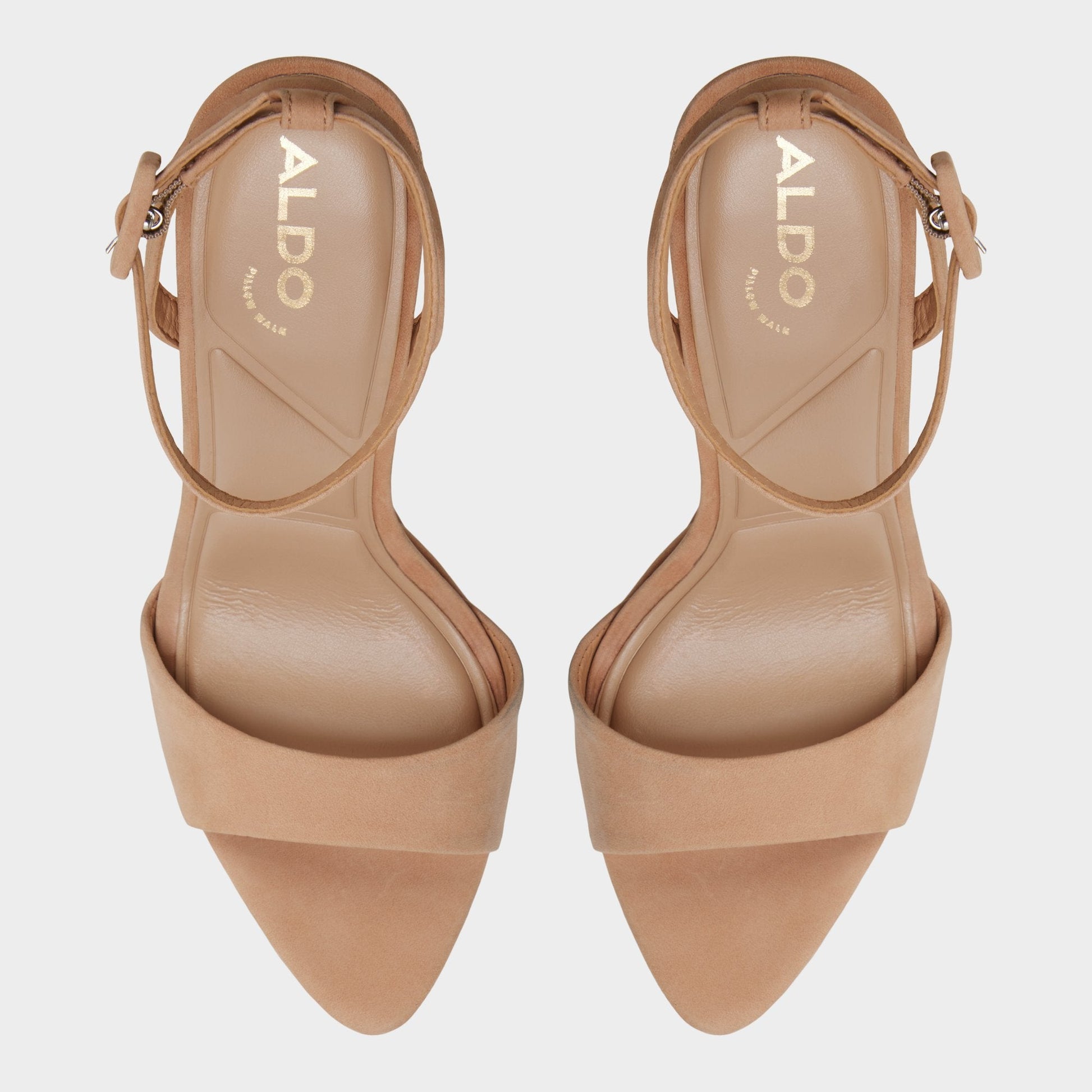Ivette in Medium Beige - Strappy heeled sandal, Platform - Medium Beige