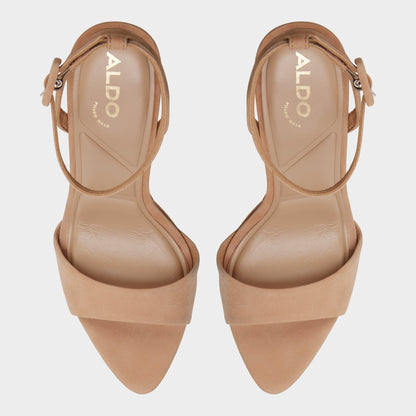 Ivette in Medium Beige - Strappy heeled sandal, Platform - Medium Beige
