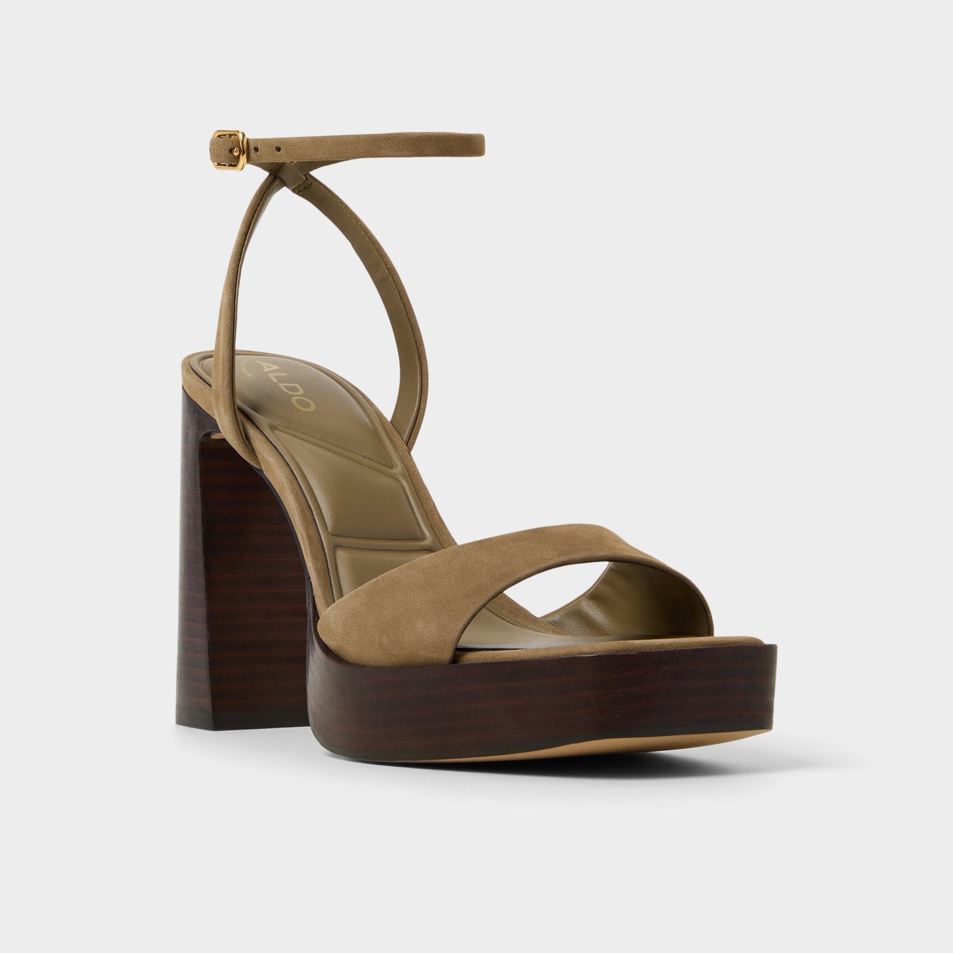 Lothon in Other Green - Strappy heeled sandal, Platform - Other Green