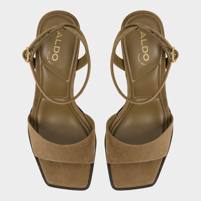 Lothon in Other Green - Strappy heeled sandal, Platform - Other Green