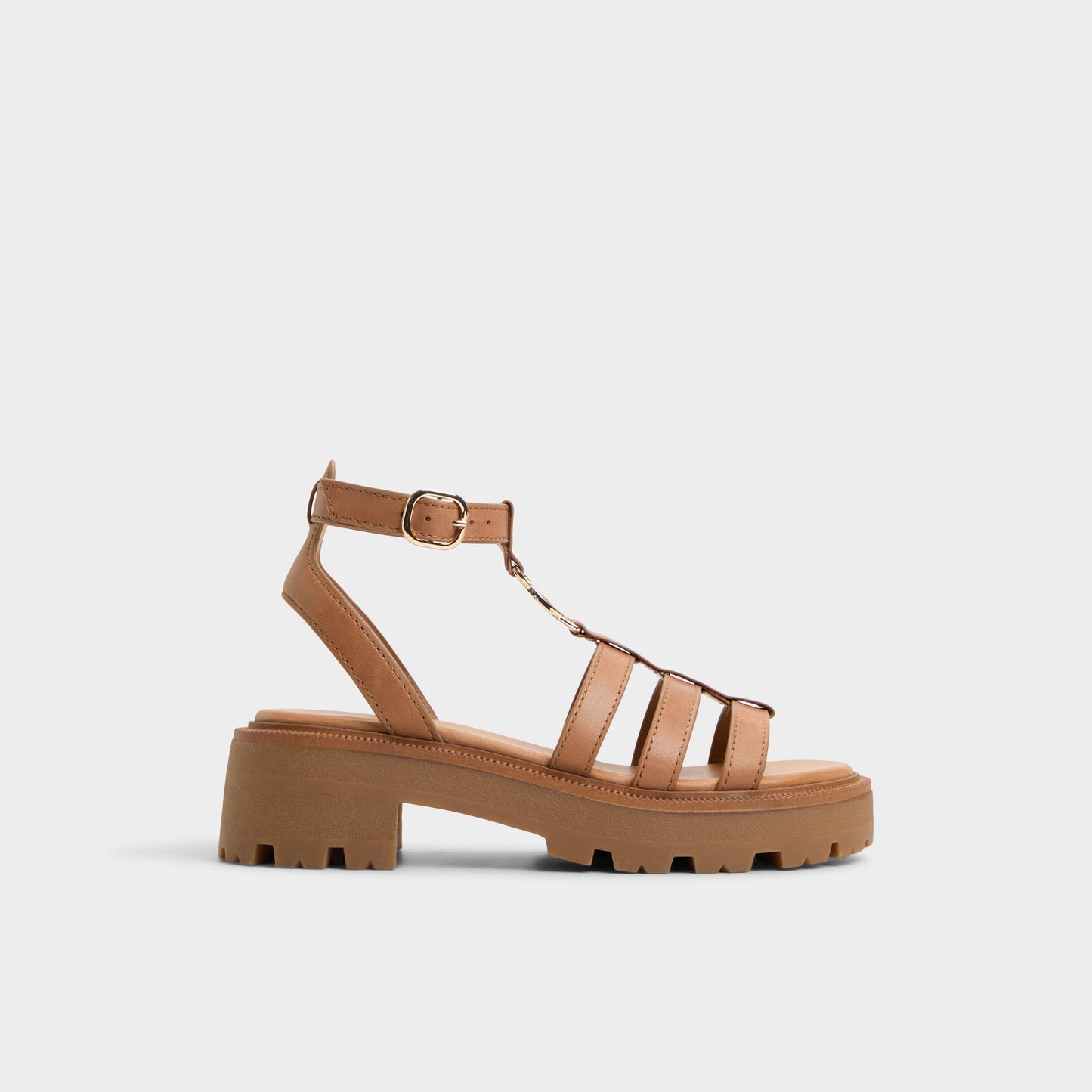 Lamington Medium Brown Women's Strappy sandals - Gladiator sandal, Lug sole - Medium Brown