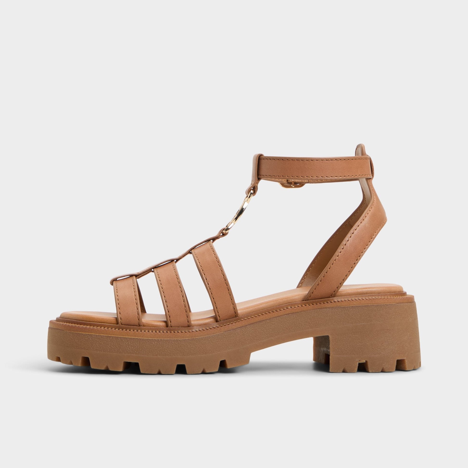 Lamington Medium Brown Women's Strappy sandals - Gladiator sandal, Lug sole - Medium Brown