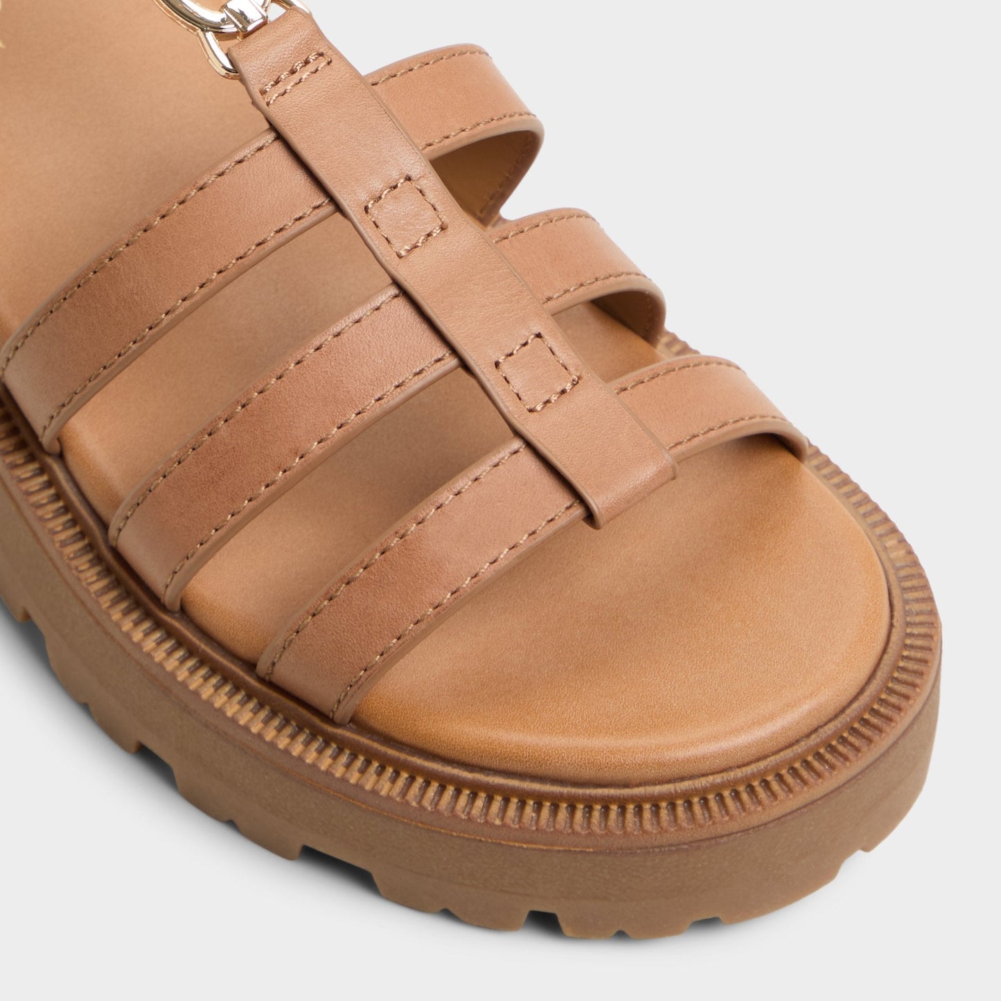 Lamington Medium Brown Women's Strappy sandals - Gladiator sandal, Lug sole - Medium Brown