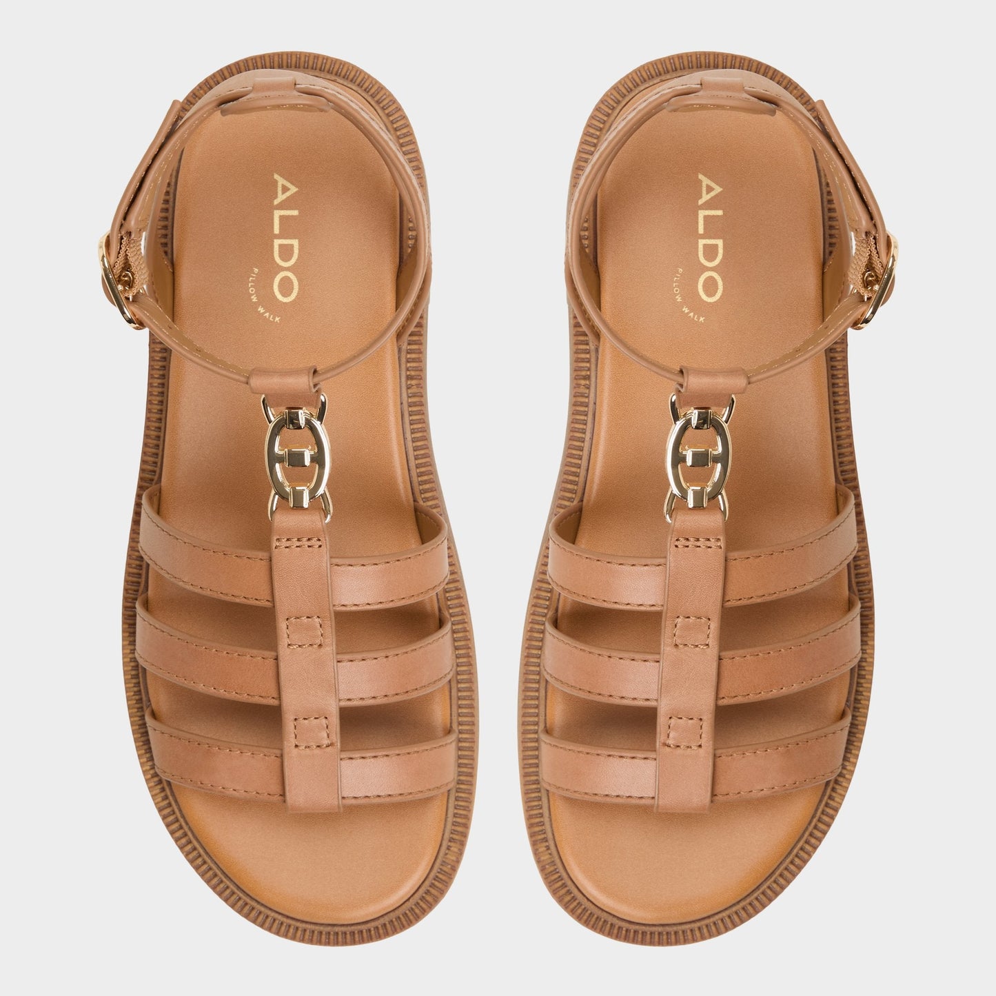 Lamington Medium Brown Women's Strappy sandals - Gladiator sandal, Lug sole - Medium Brown