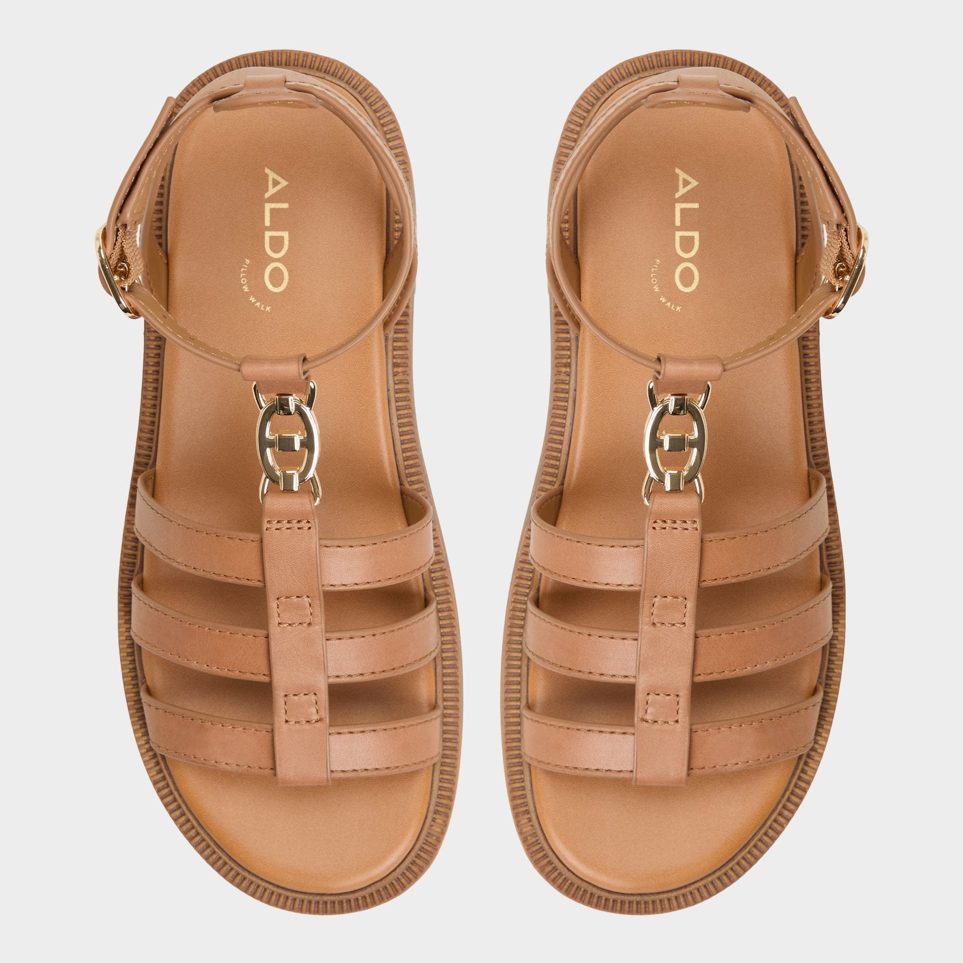 Lamington Medium Brown Women's Strappy sandals - Gladiator sandal, Lug sole - Medium Brown