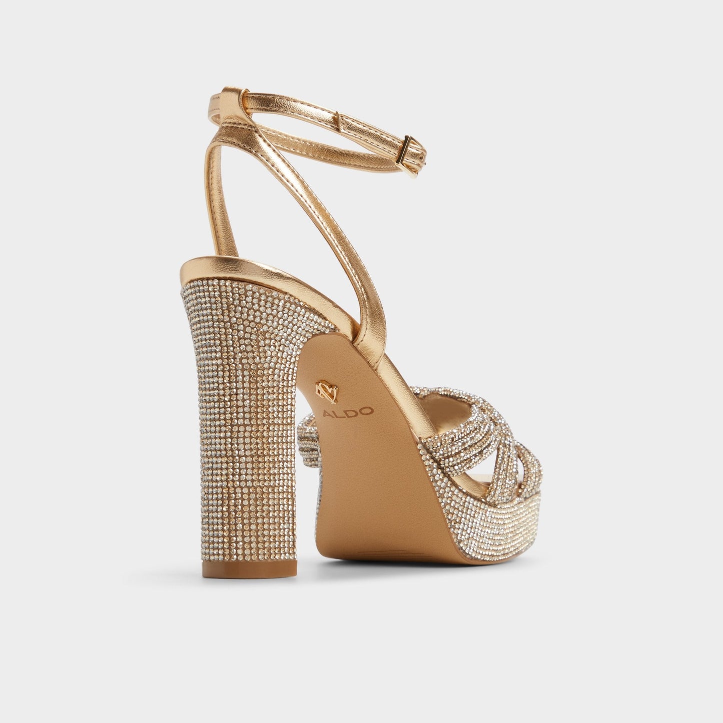 Shimma Gold Women's Iridescent metallics - Strappy heeled sandal, Platform - Gold