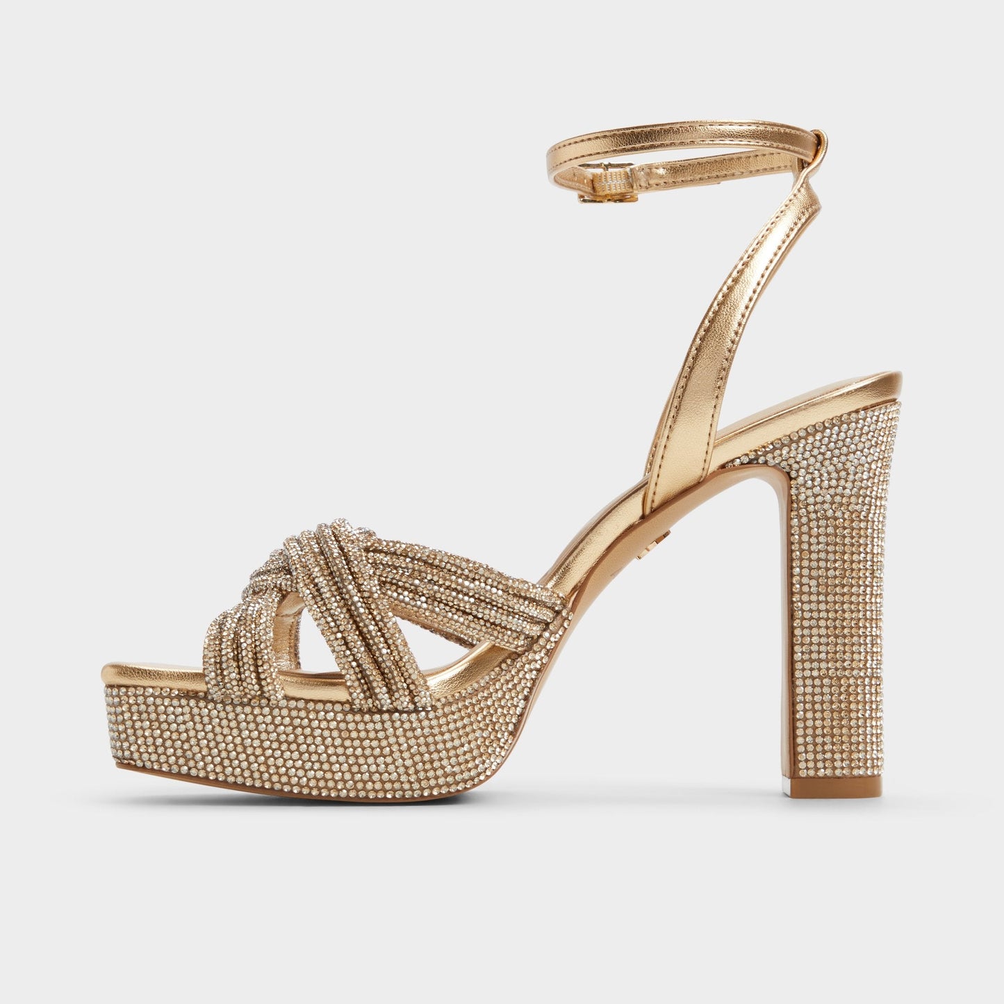 Shimma Gold Women's Iridescent metallics - Strappy heeled sandal, Platform - Gold