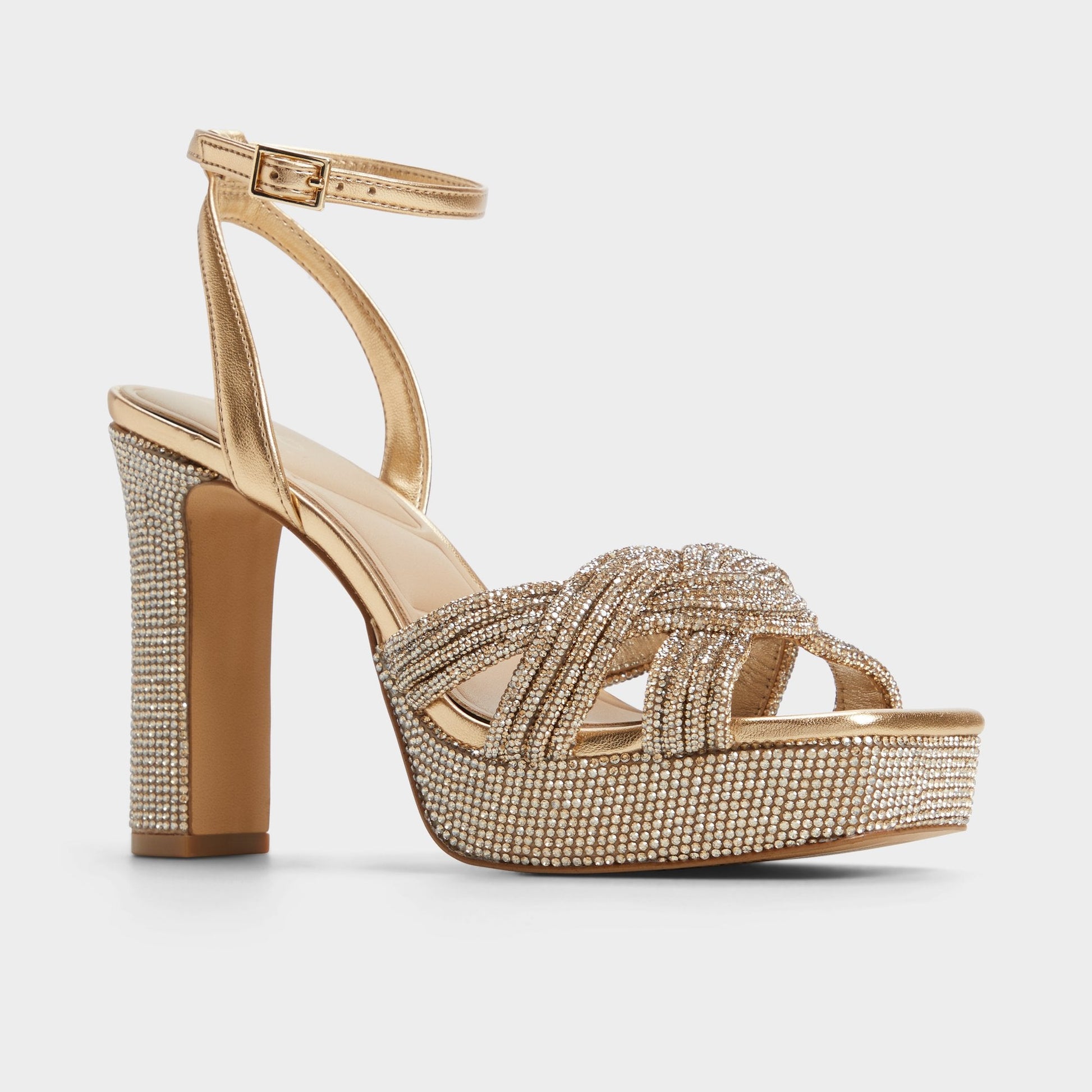 Shimma Gold Women's Iridescent metallics - Strappy heeled sandal, Platform - Gold