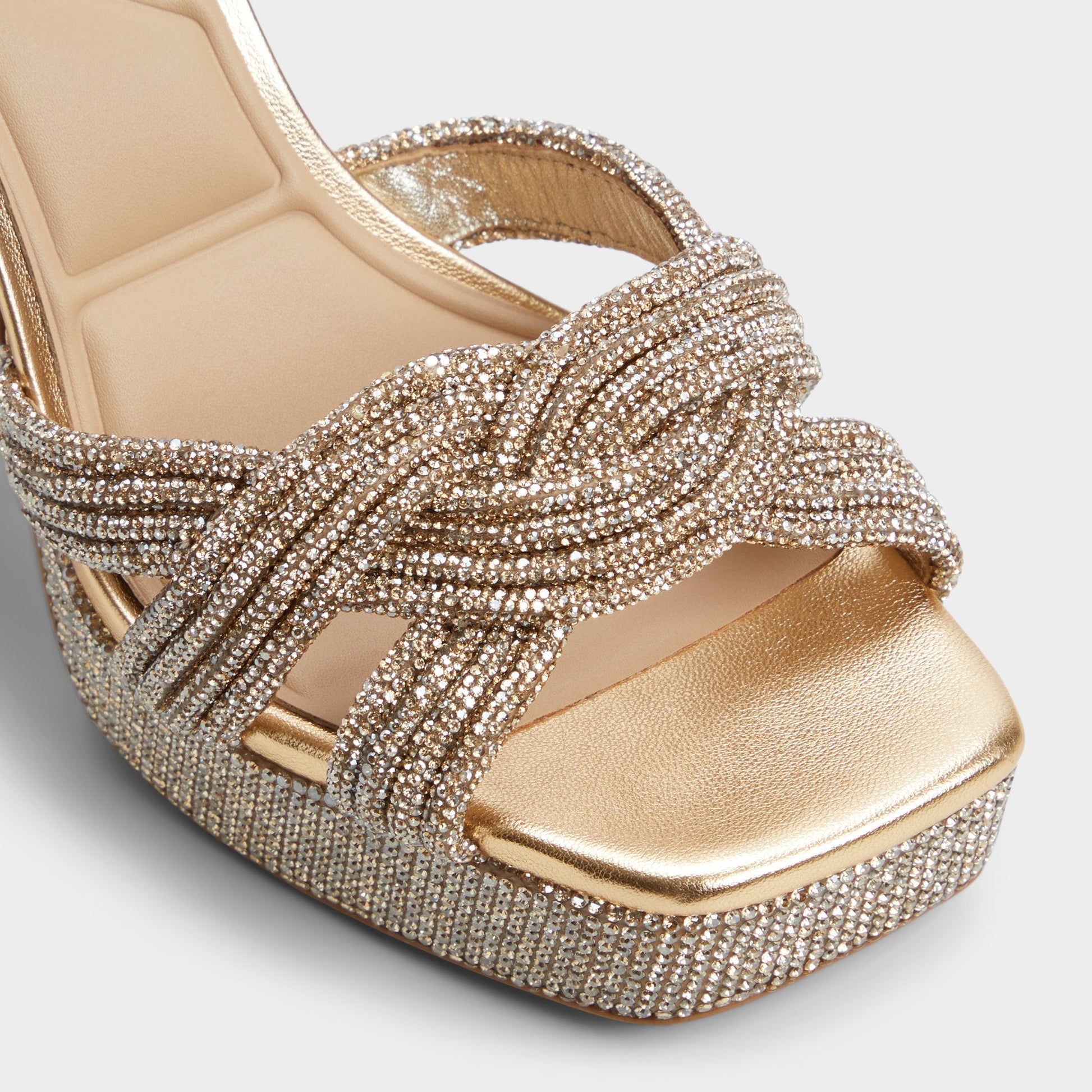 Shimma Gold Women's Iridescent metallics - Strappy heeled sandal, Platform - Gold