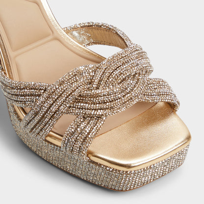 Shimma Gold Women's Iridescent metallics - Strappy heeled sandal, Platform - Gold