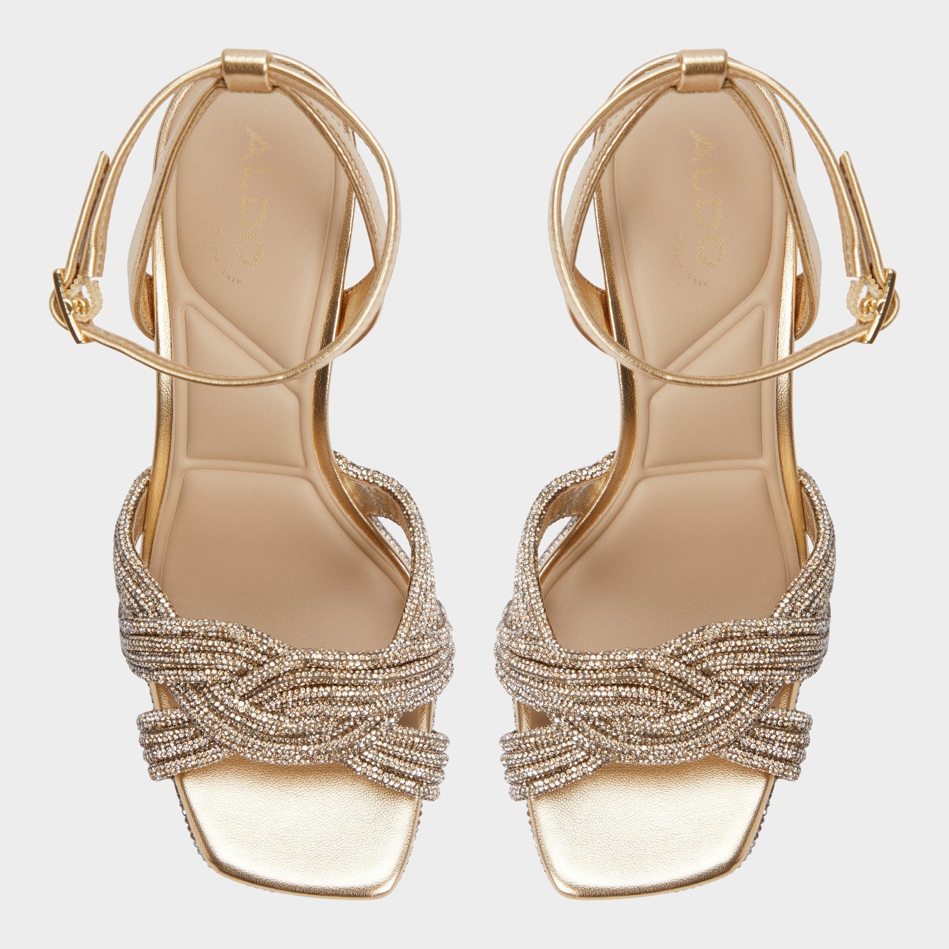 Shimma Gold Women's Iridescent metallics - Strappy heeled sandal, Platform - Gold