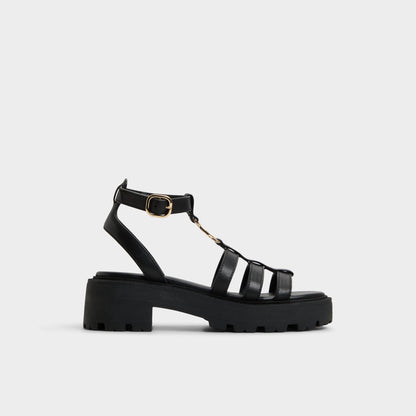 Lamington Black Women's Strappy sandals - Gladiator sandal, Lug sole - Black