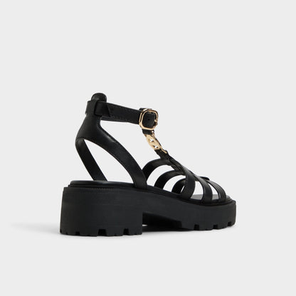 Lamington Black Women's Strappy sandals - Gladiator sandal, Lug sole - Black