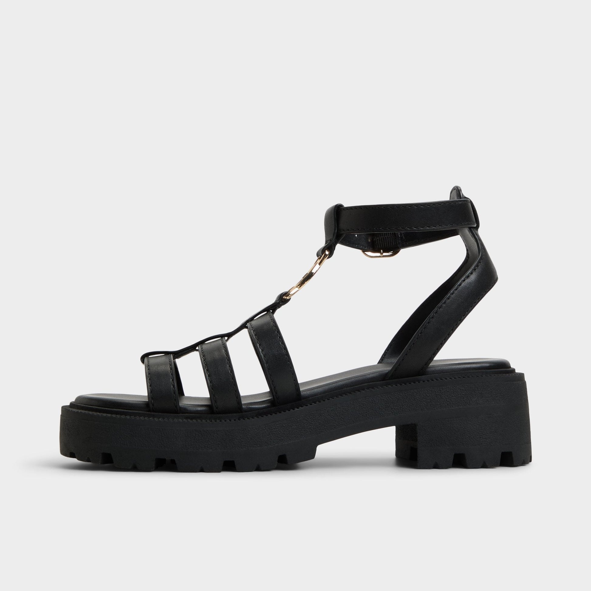 Lamington Black Women's Strappy sandals - Gladiator sandal, Lug sole - Black