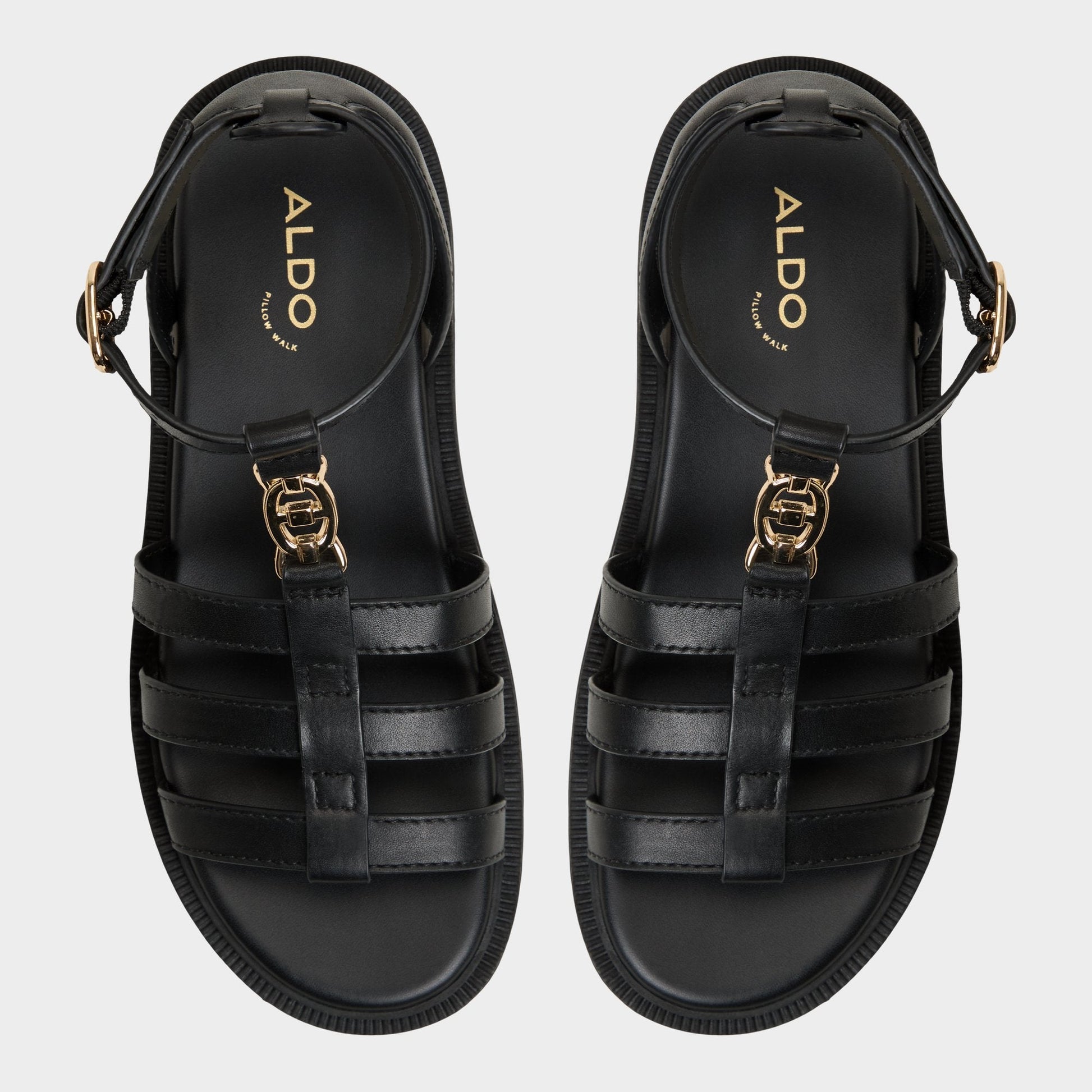 Lamington Black Women's Strappy sandals - Gladiator sandal, Lug sole - Black
