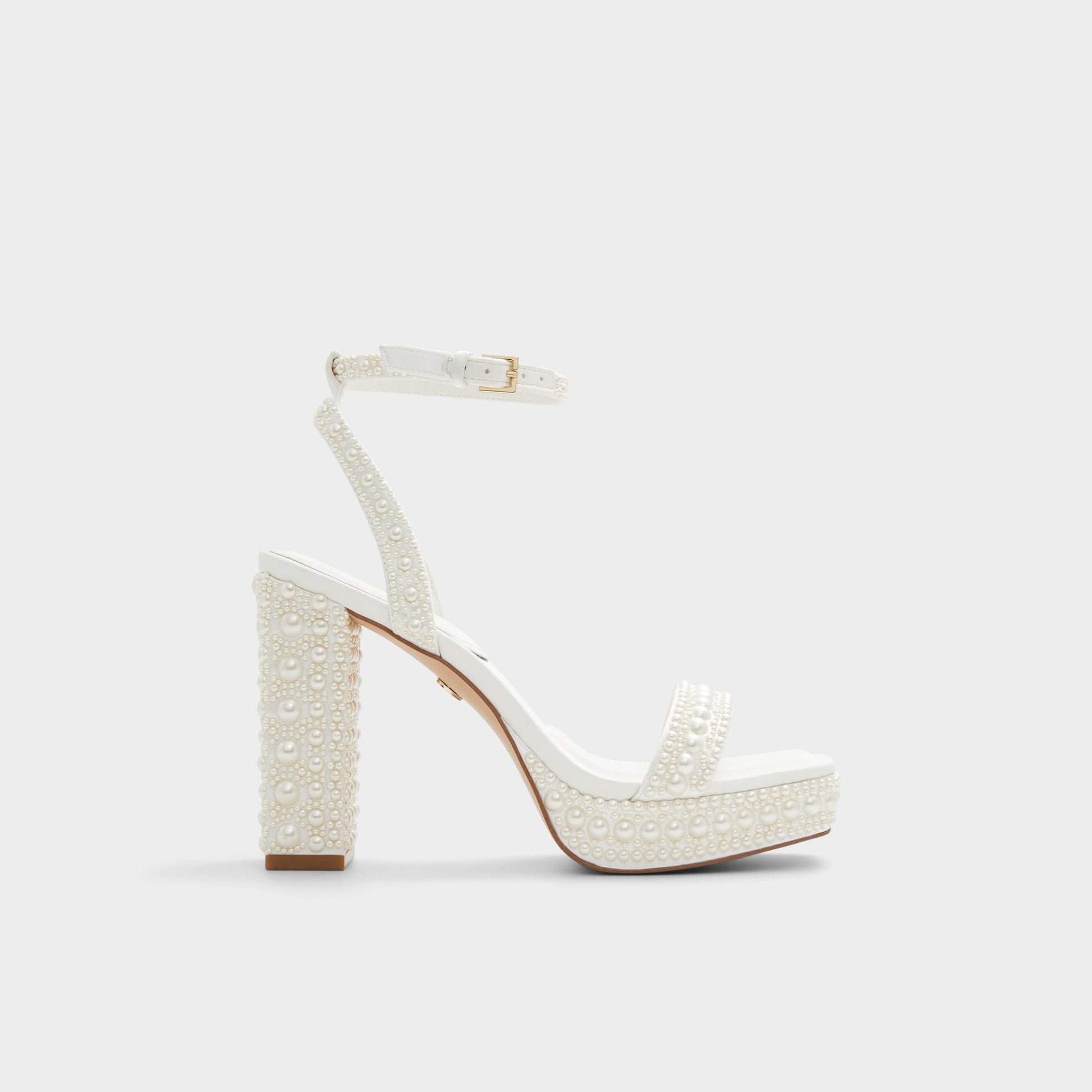 Lulu White Women's Strappy sandals - Strappy heeled sandal, Block heel - White
