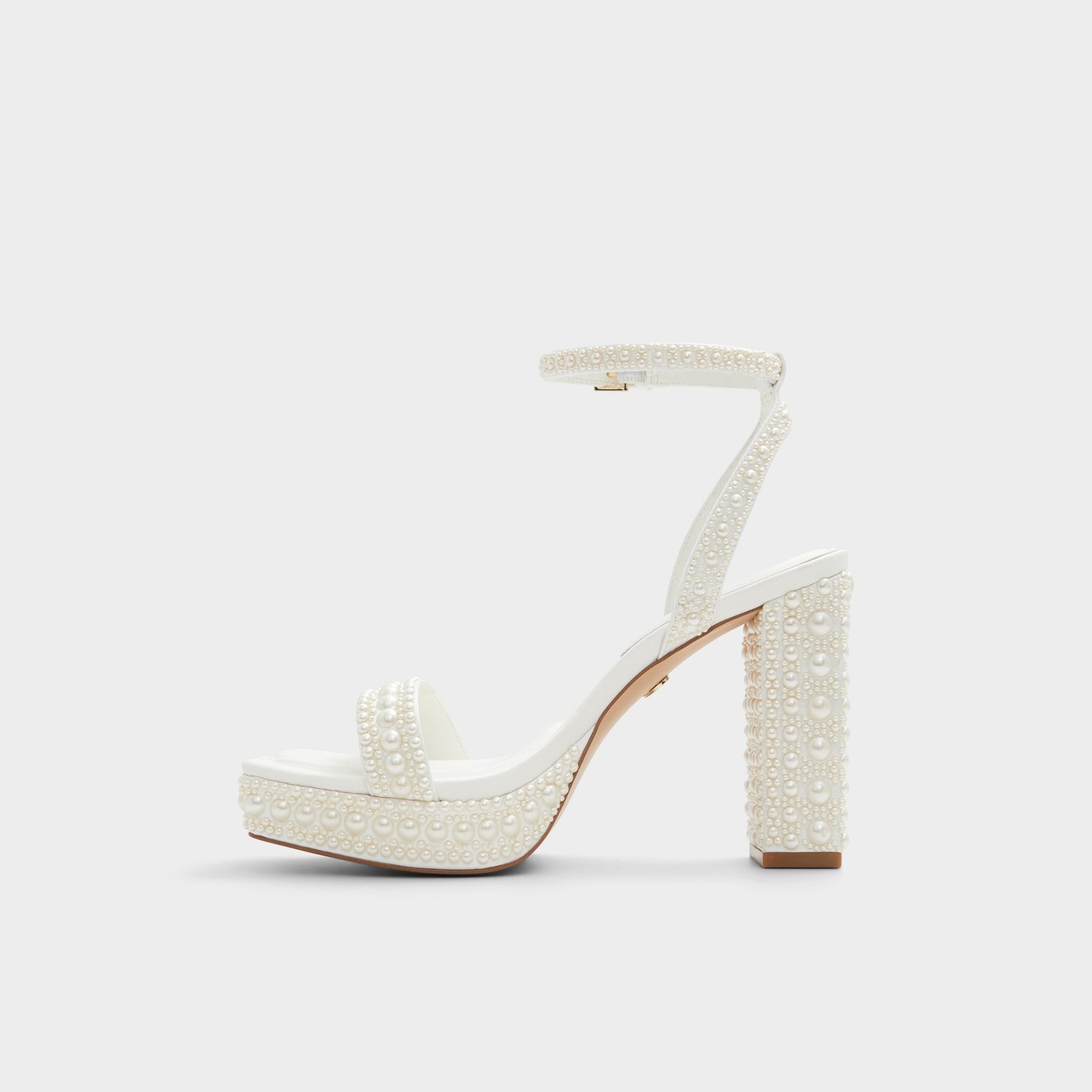 Lulu White Women's Strappy sandals - Strappy heeled sandal, Block heel - White