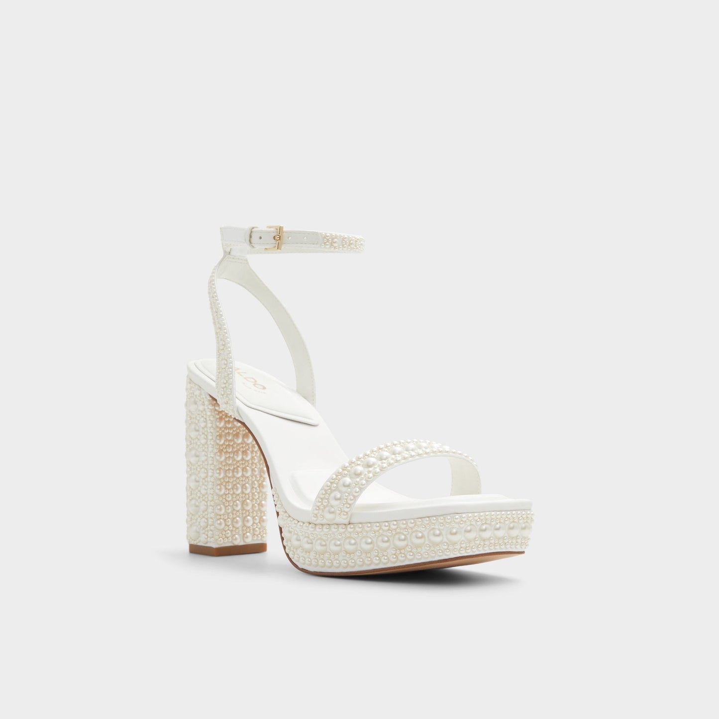Lulu White Women's Strappy sandals - Strappy heeled sandal, Block heel - White